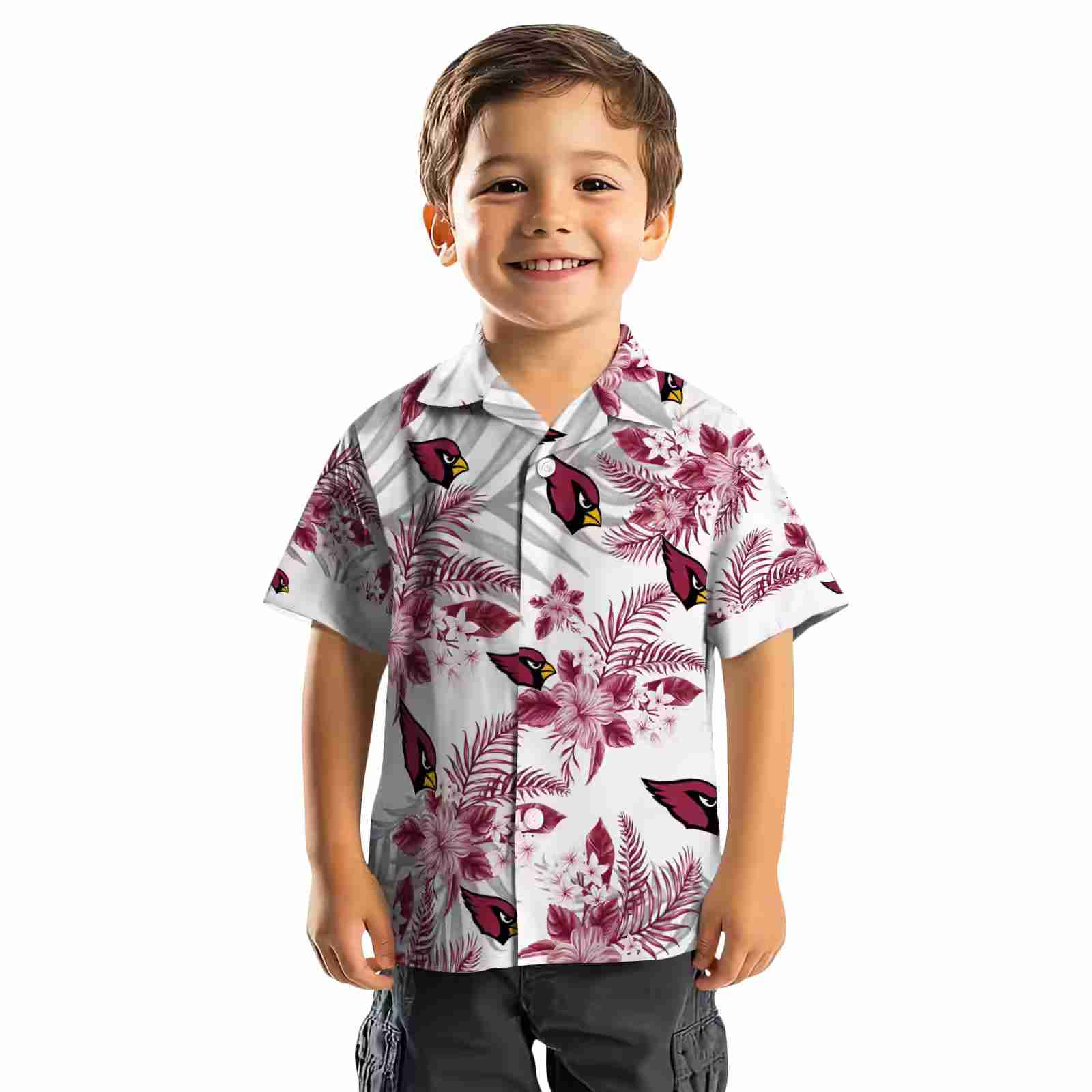 arizona cardinals hibiscus palm leaves red white hawaiian shirt top rated