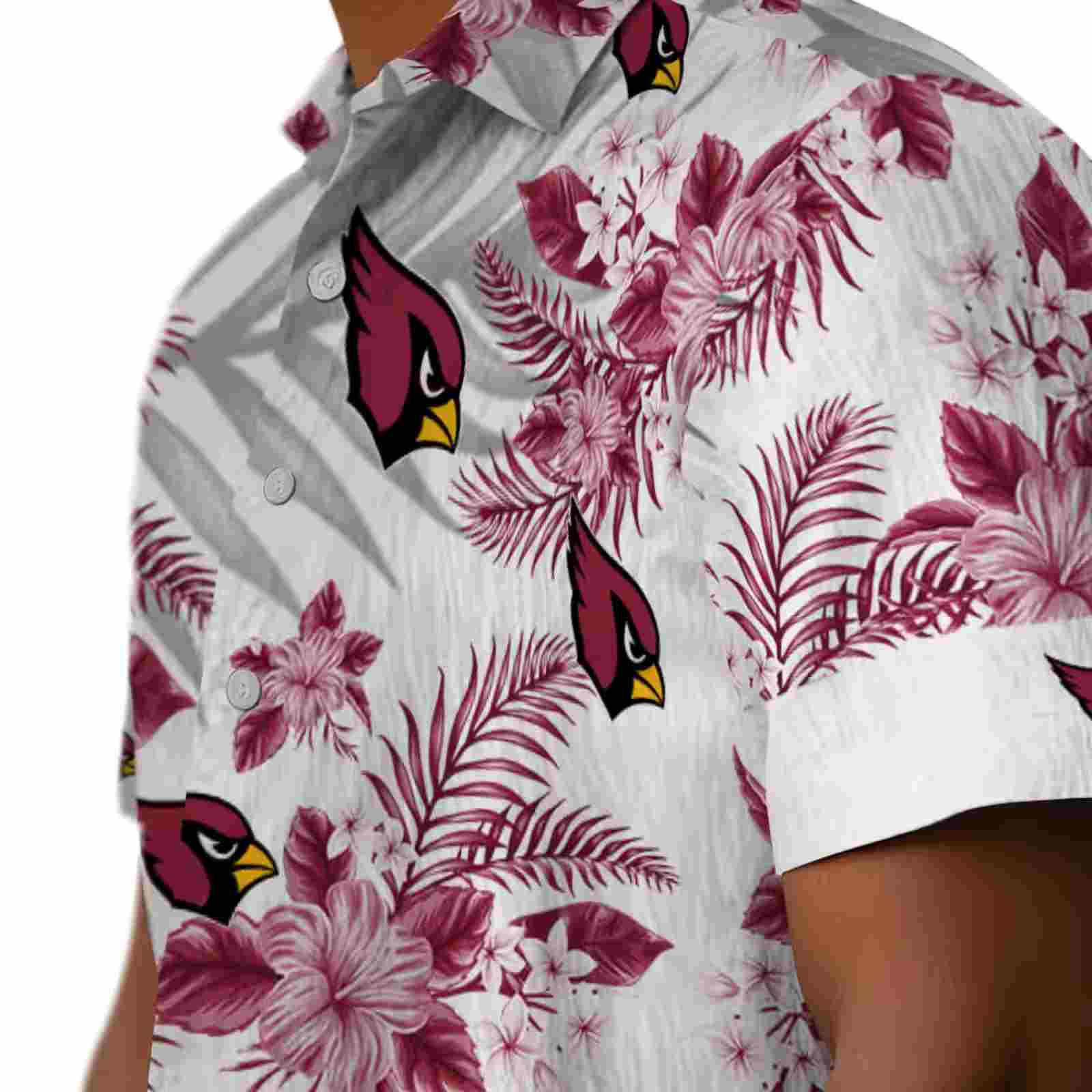 arizona cardinals hibiscus palm leaves red white hawaiian shirt trendy