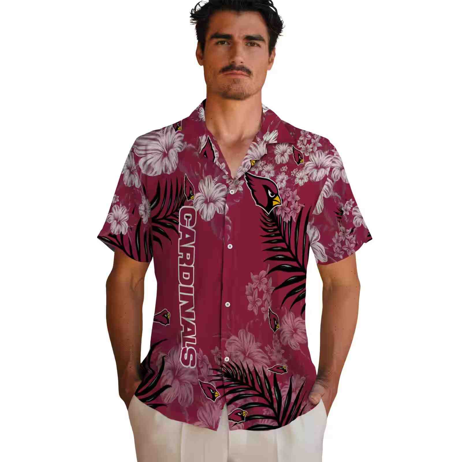 arizona cardinals hibiscus print red hawaiian shirt fashion forward