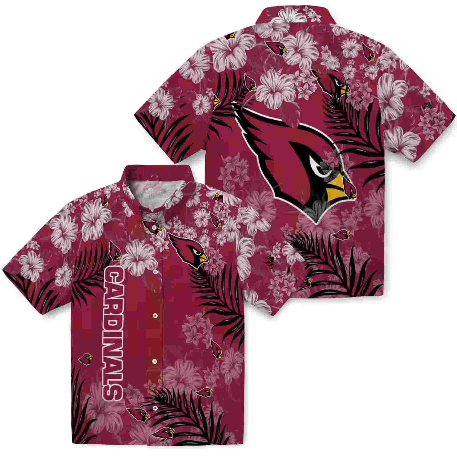 arizona cardinals hibiscus print red hawaiian shirt high quality