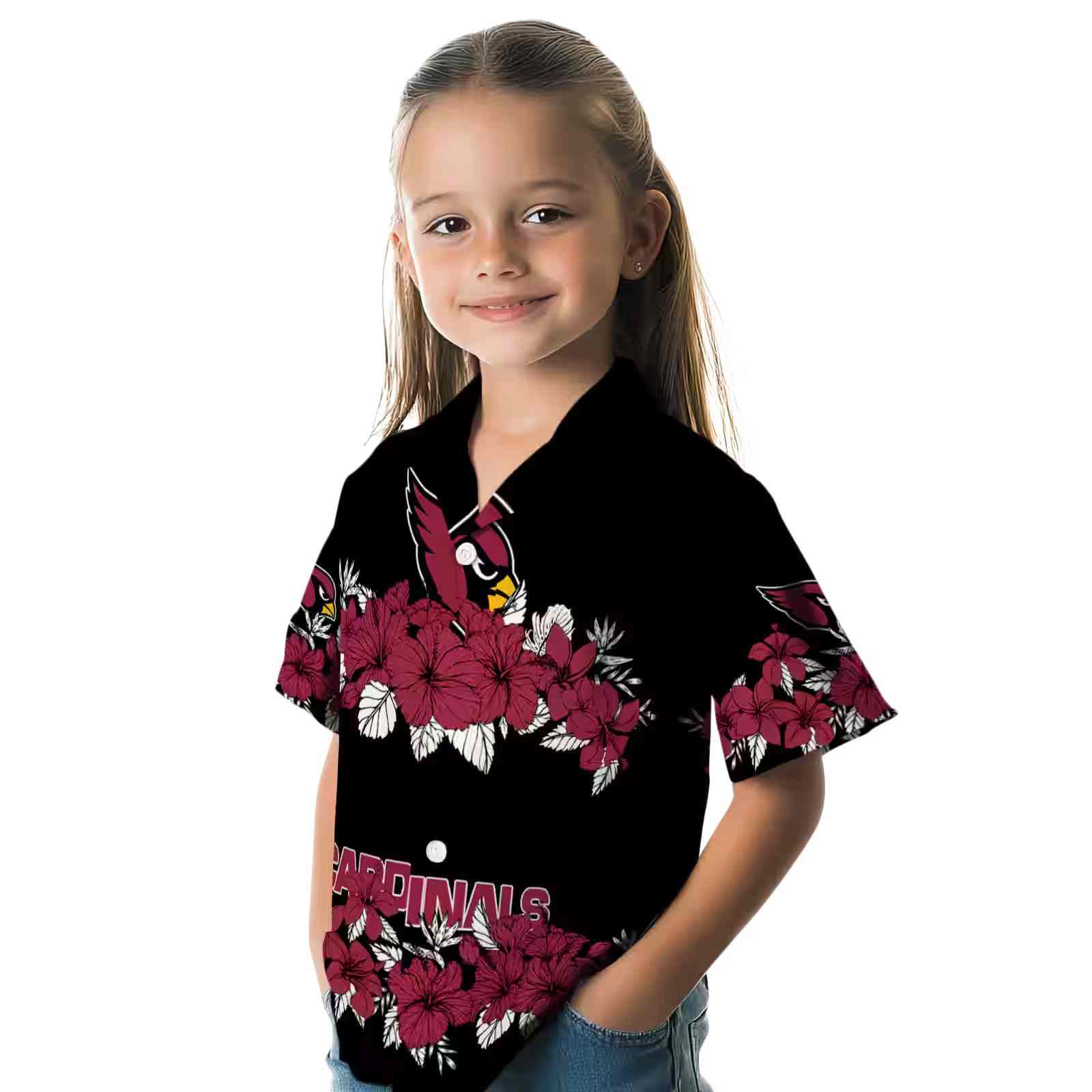 arizona cardinals hibiscus stripe red black hawaiian shirt premium grade