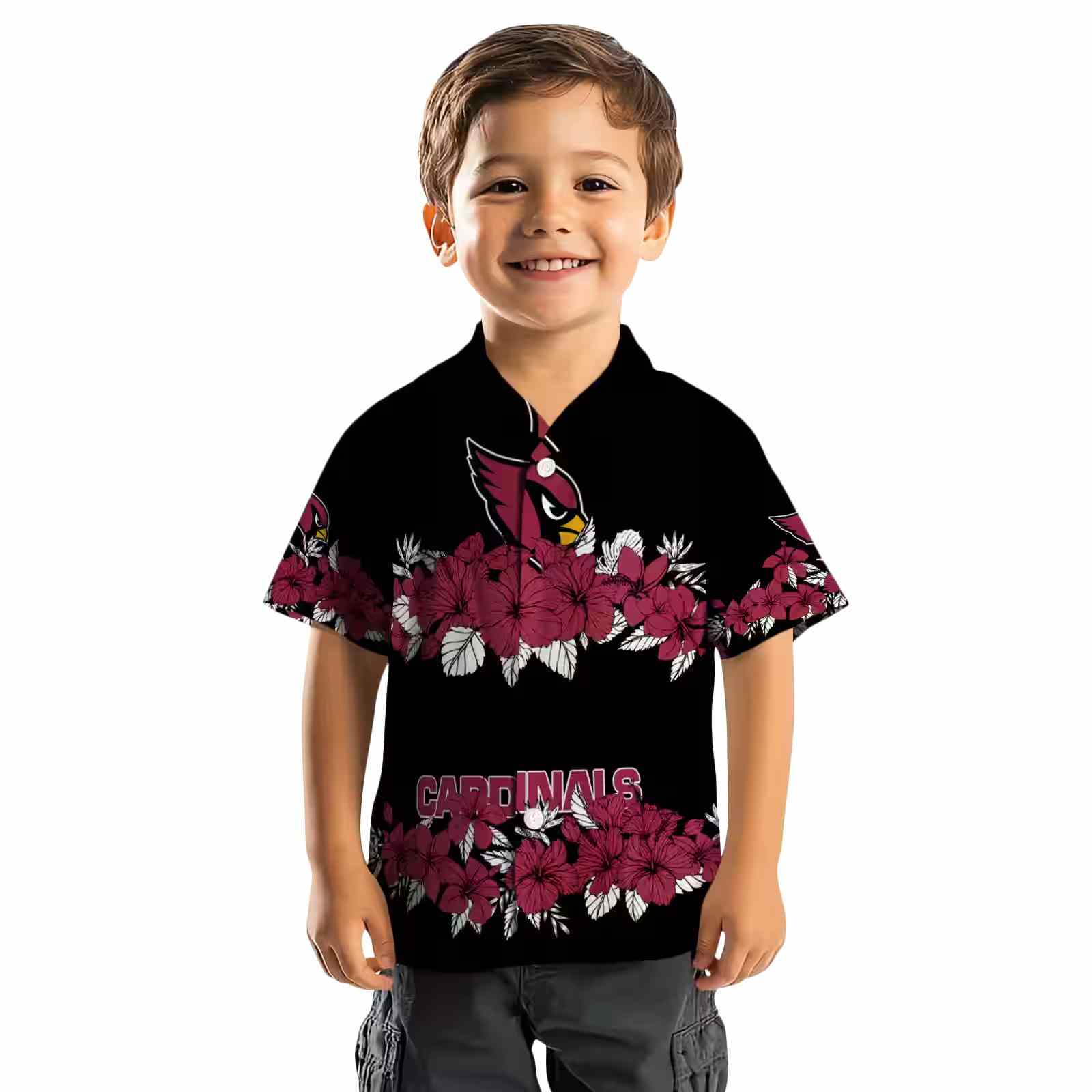 arizona cardinals hibiscus stripe red black hawaiian shirt top rated