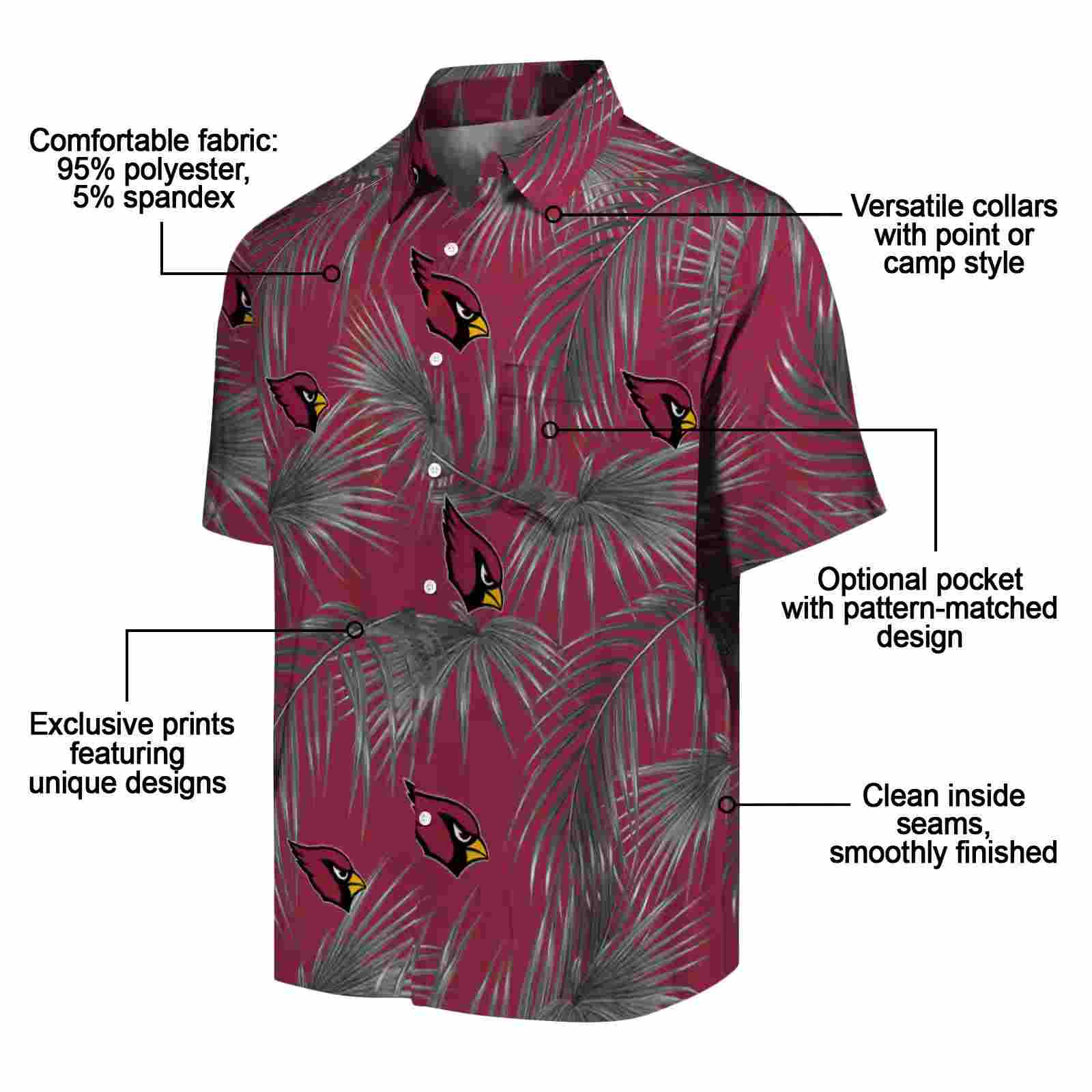 arizona cardinals leafy palms red hawaiian shirt new arrival