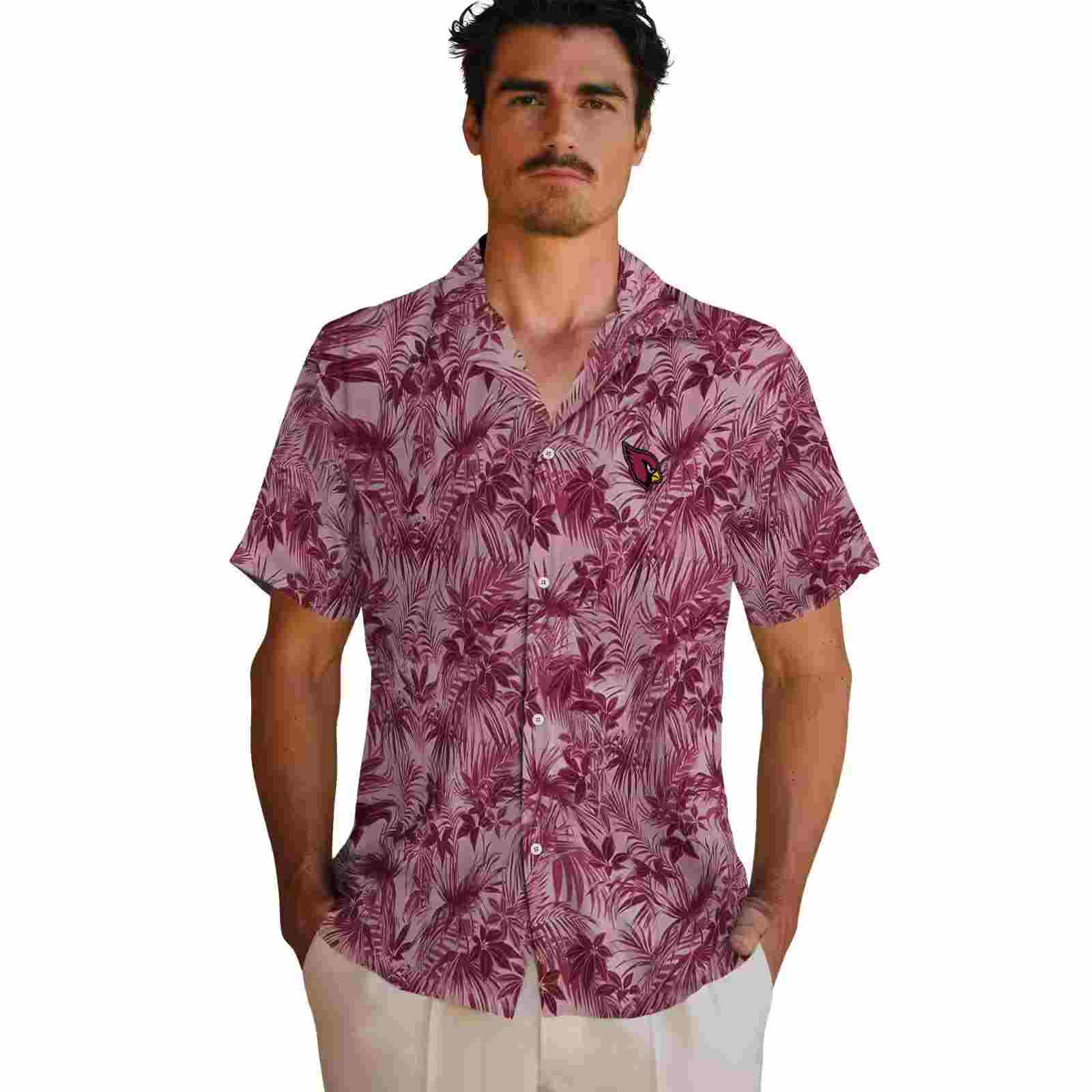 arizona cardinals leafy pattern red hawaiian shirt fashion forward