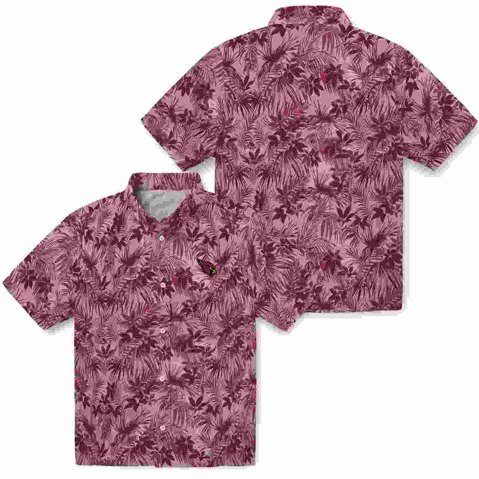 arizona cardinals leafy pattern red hawaiian shirt high quality