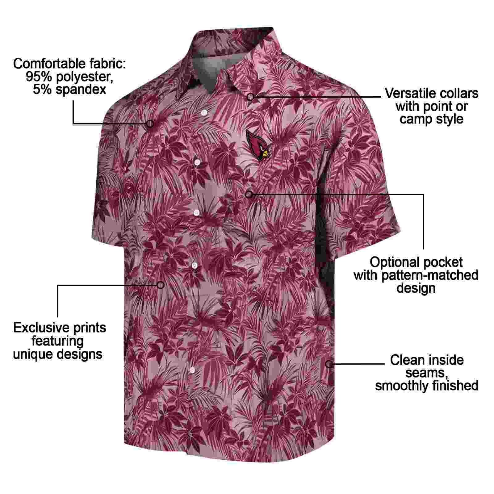 arizona cardinals leafy pattern red hawaiian shirt new arrival