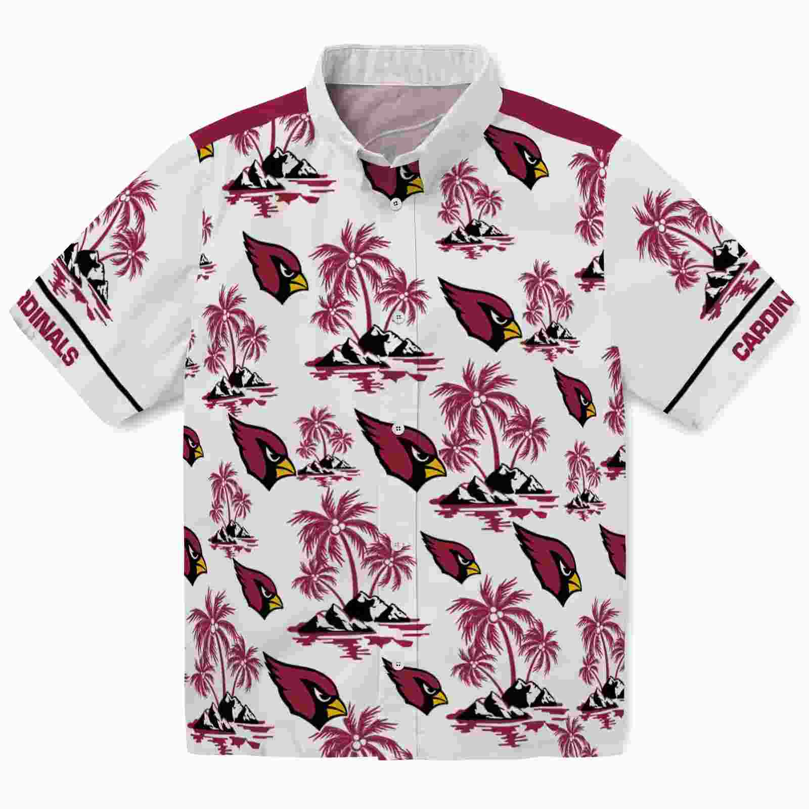 Arizona Cardinals Palm Island Print Red White Hawaiian Shirt