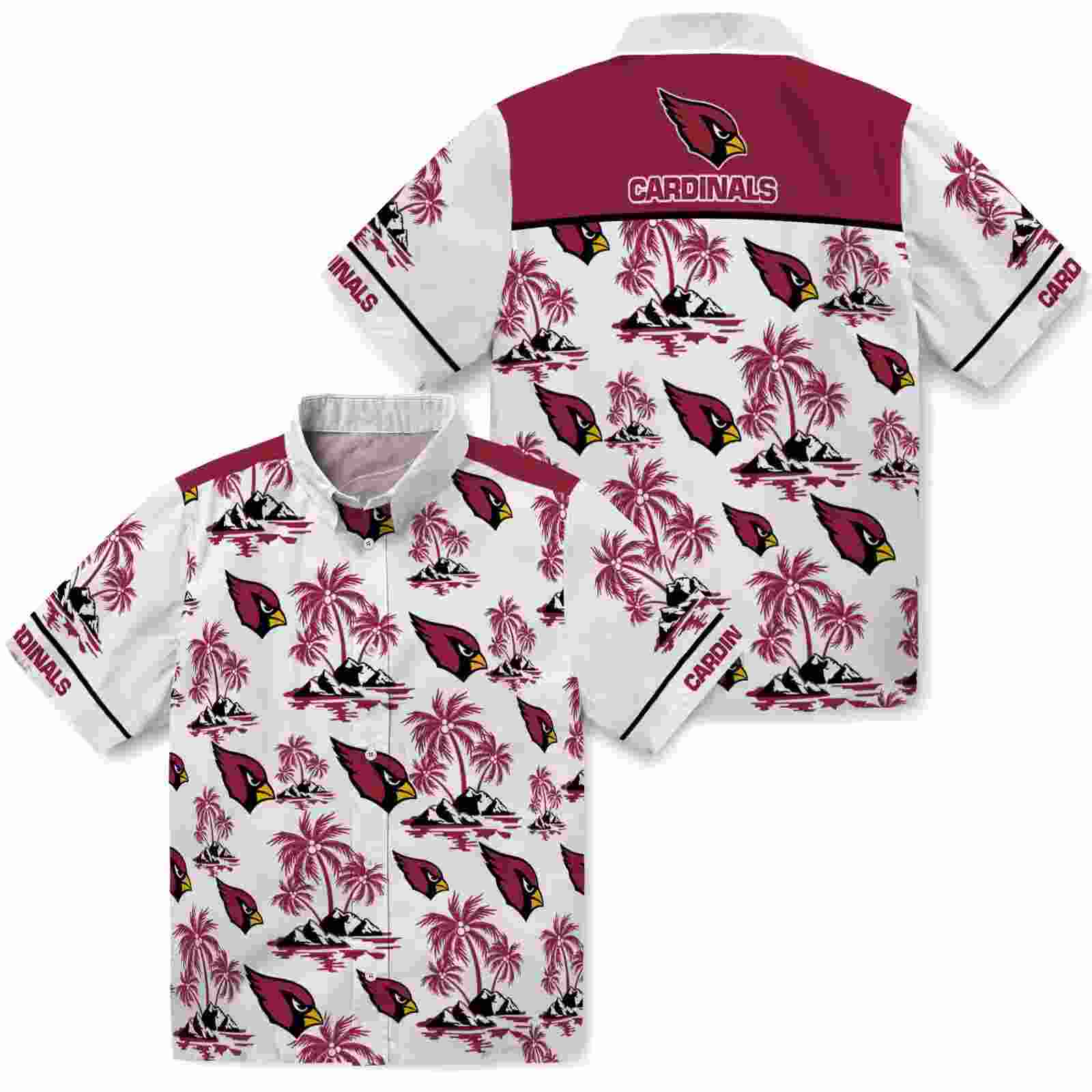 arizona cardinals palm island print red white hawaiian shirt high quality