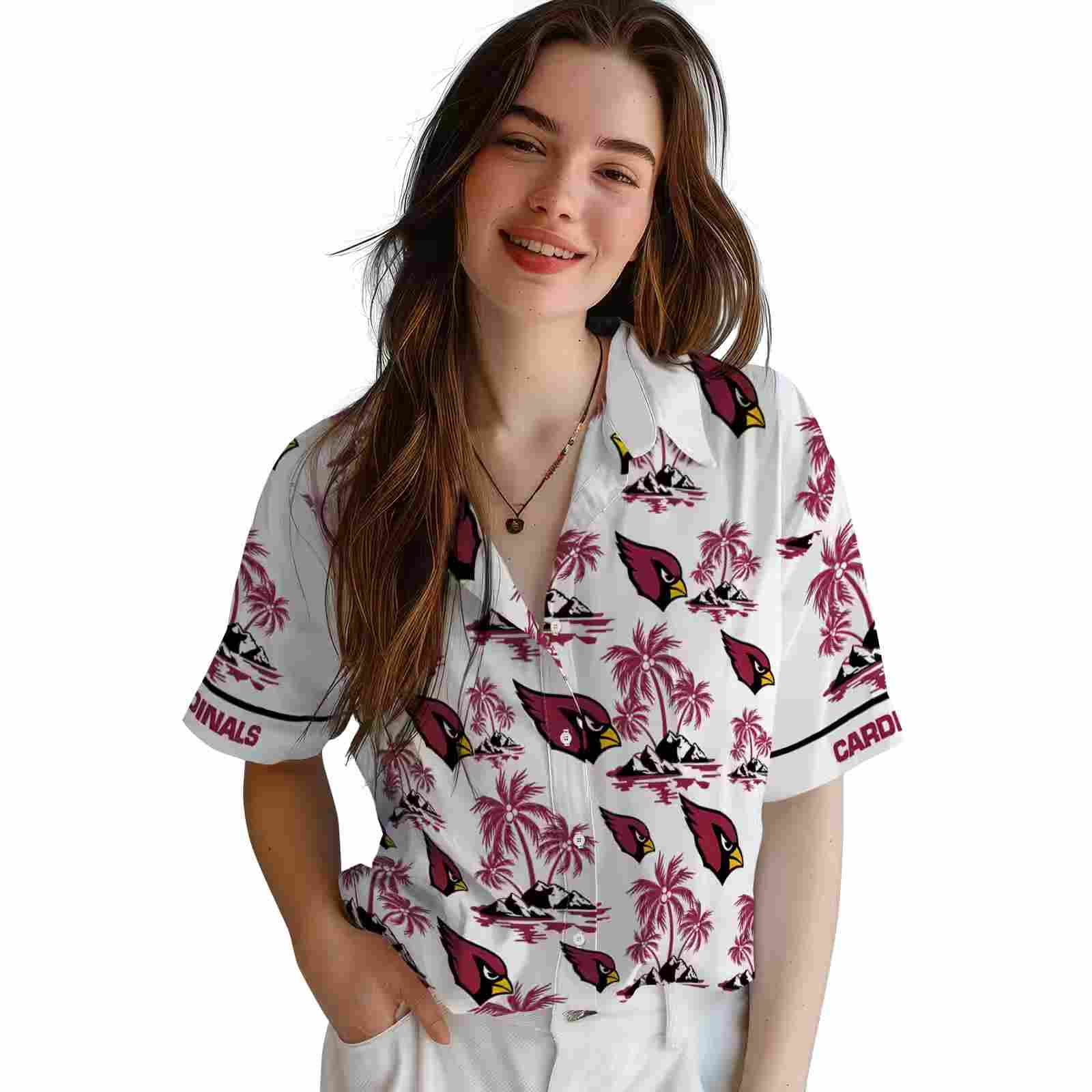 arizona cardinals palm island print red white hawaiian shirt latest model