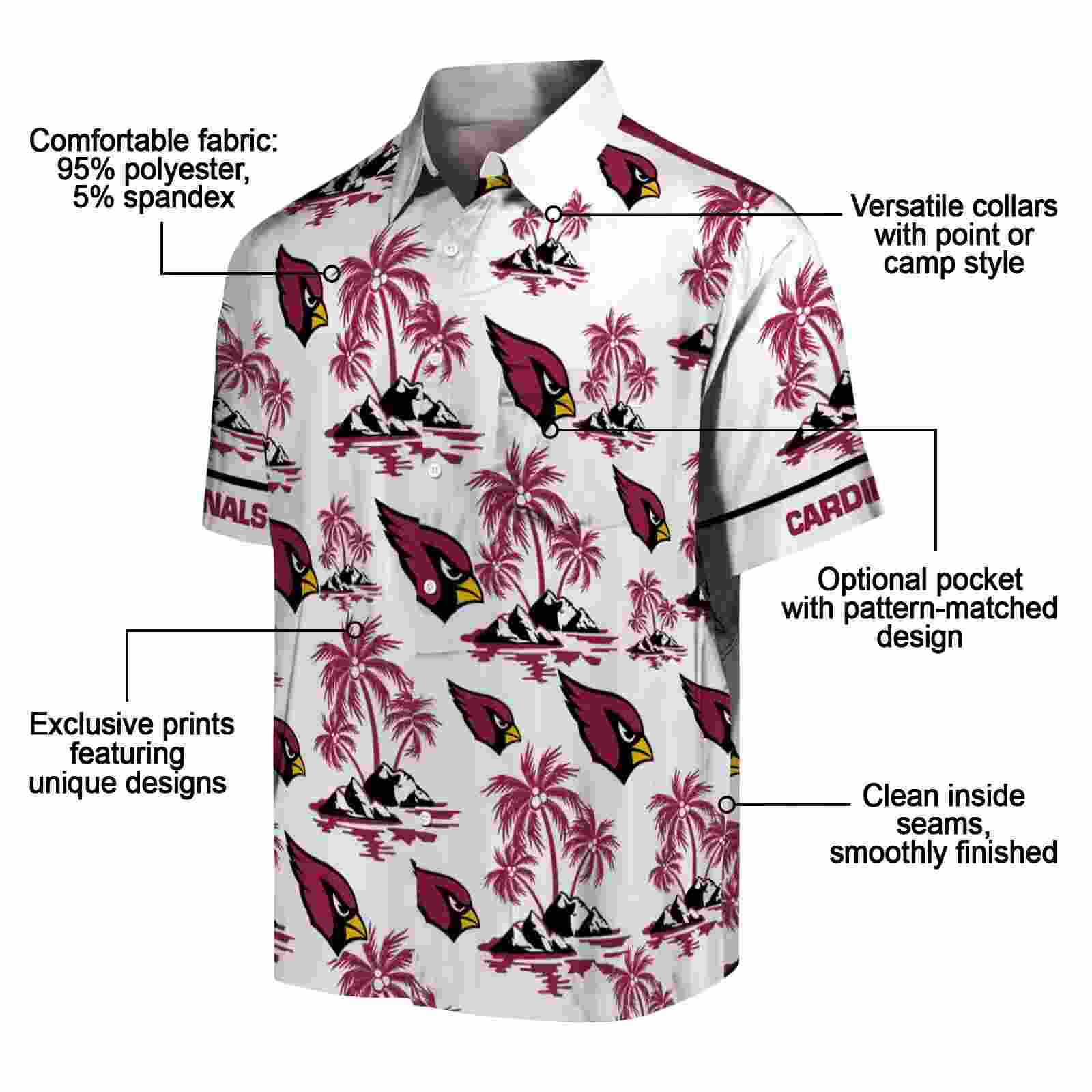 arizona cardinals palm island print red white hawaiian shirt new arrival