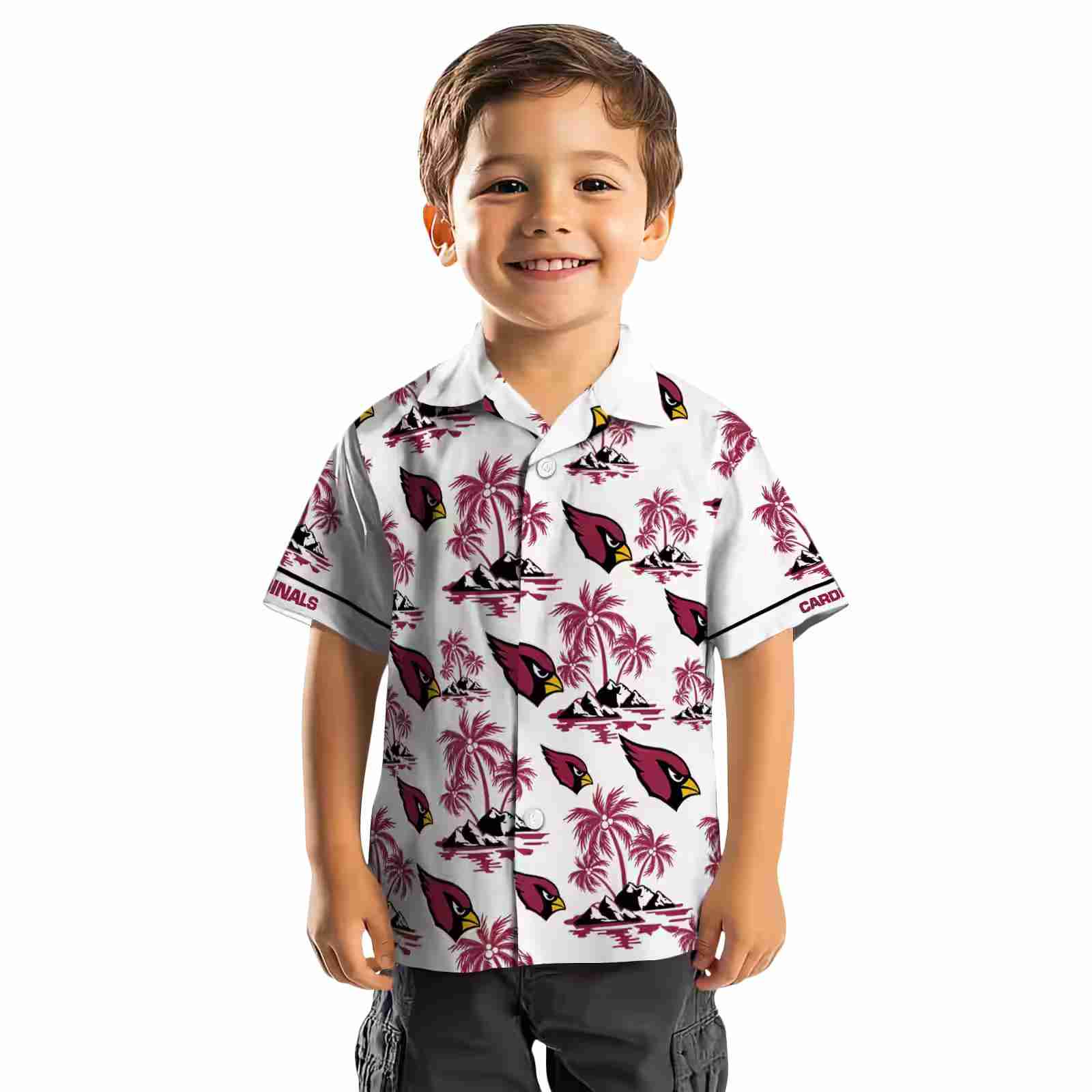 arizona cardinals palm island print red white hawaiian shirt top rated