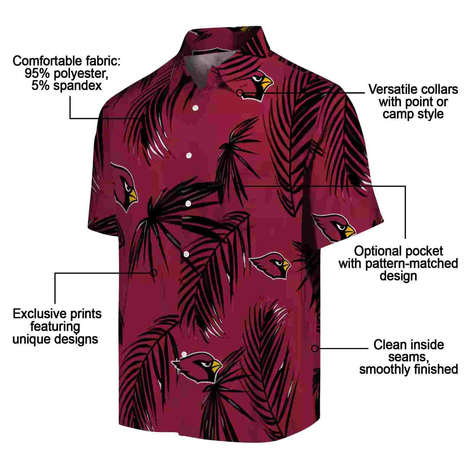 arizona cardinals palm leaf red hawaiian shirt new arrival