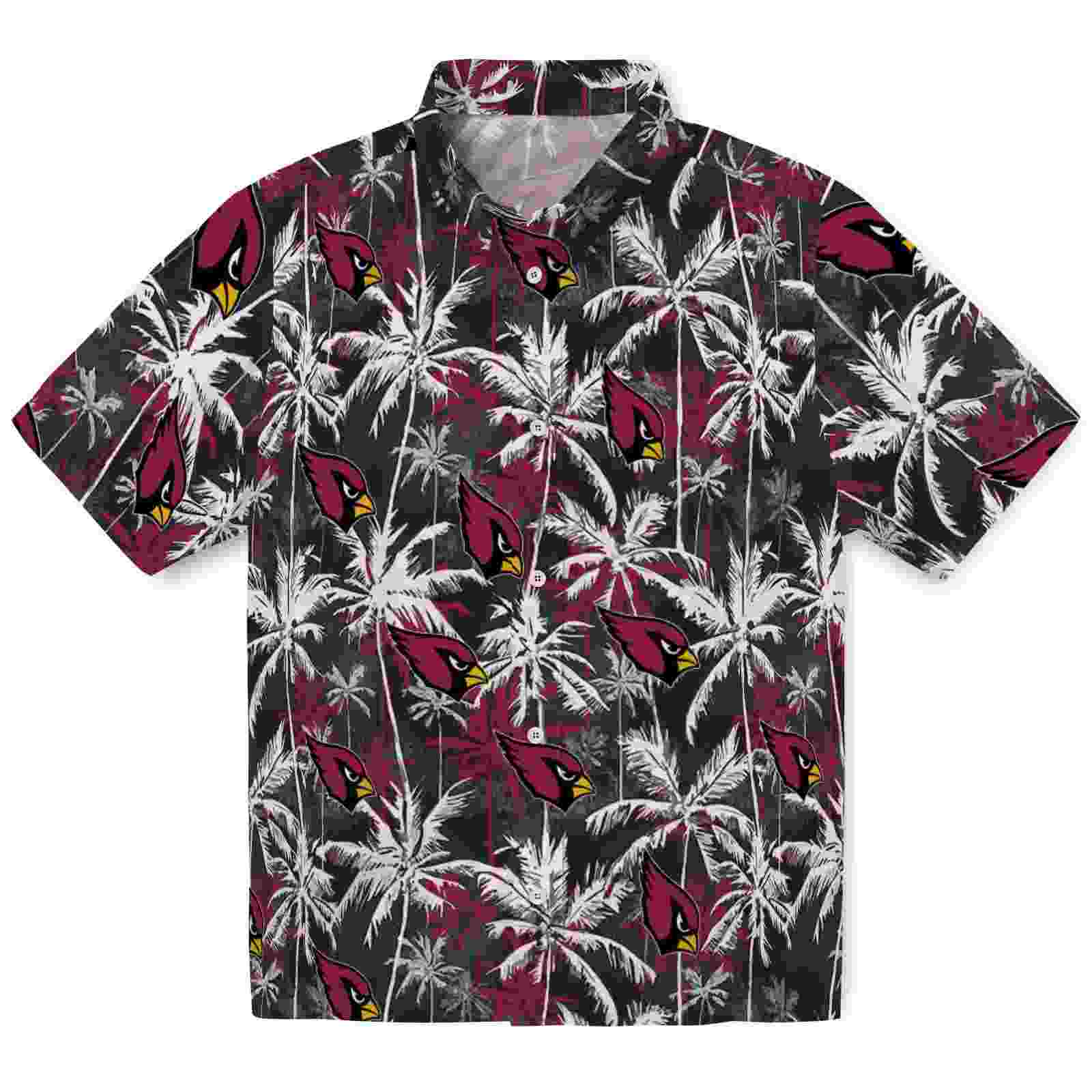 Arizona Cardinals Palm Pattern Red Black Hawaiian Shirt