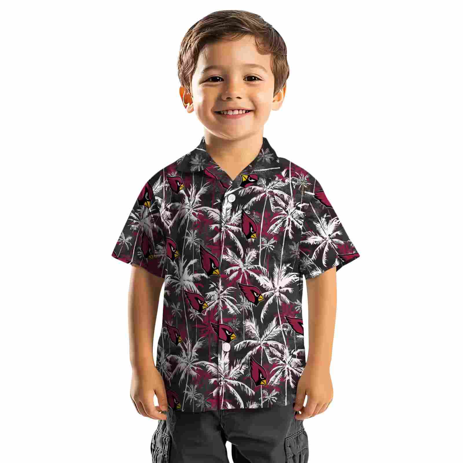 arizona cardinals palm pattern red black hawaiian shirt top rated