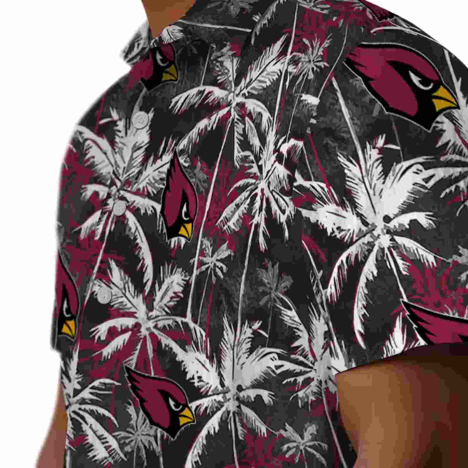 arizona cardinals palm pattern red black hawaiian shirt trendy