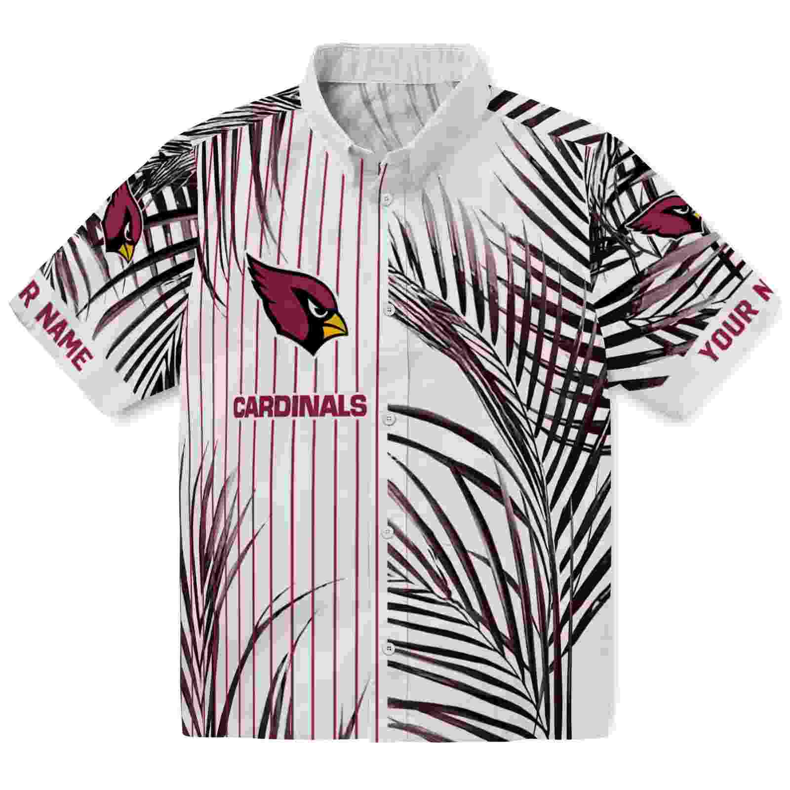 Arizona Cardinals Palm Stripes Red Black White Hawaiian Shirt