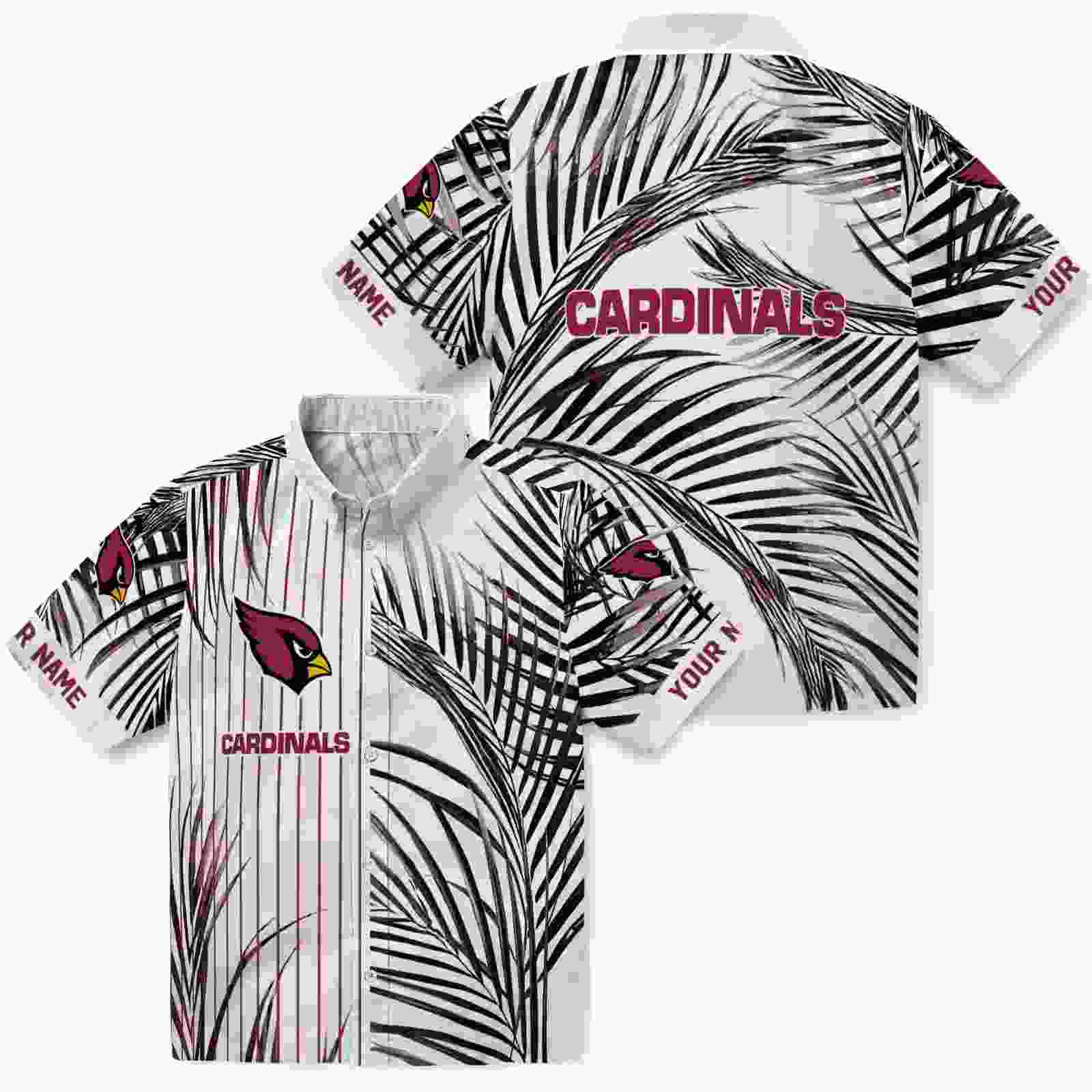 arizona cardinals palm stripes red black white hawaiian shirt high quality