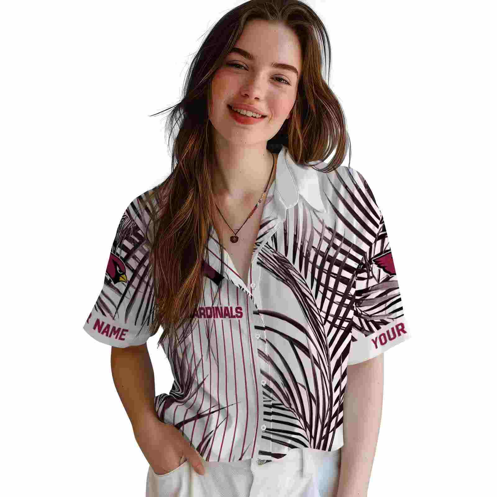 arizona cardinals palm stripes red black white hawaiian shirt latest model