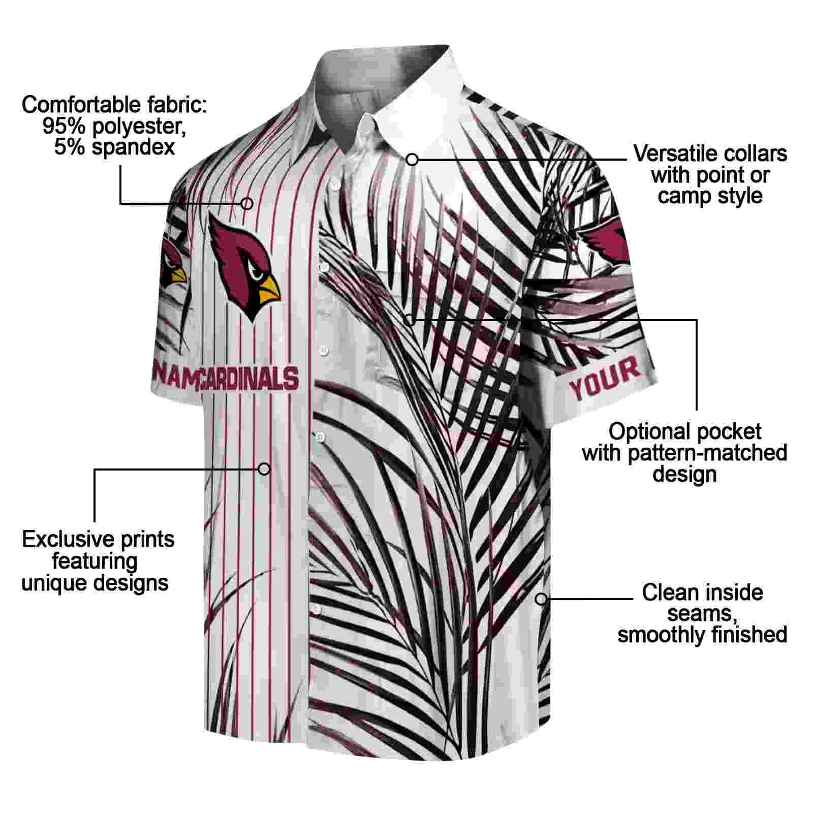 arizona cardinals palm stripes red black white hawaiian shirt new arrival