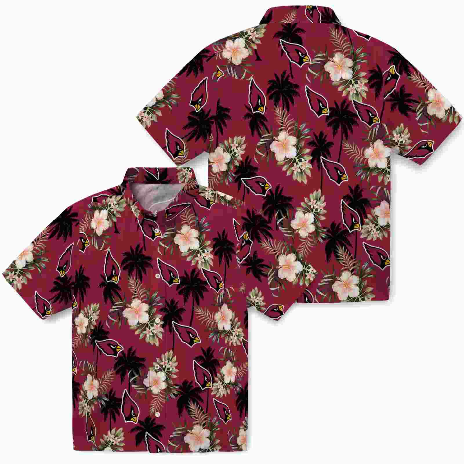 arizona cardinals palm tree flower red hawaiian shirt high quality