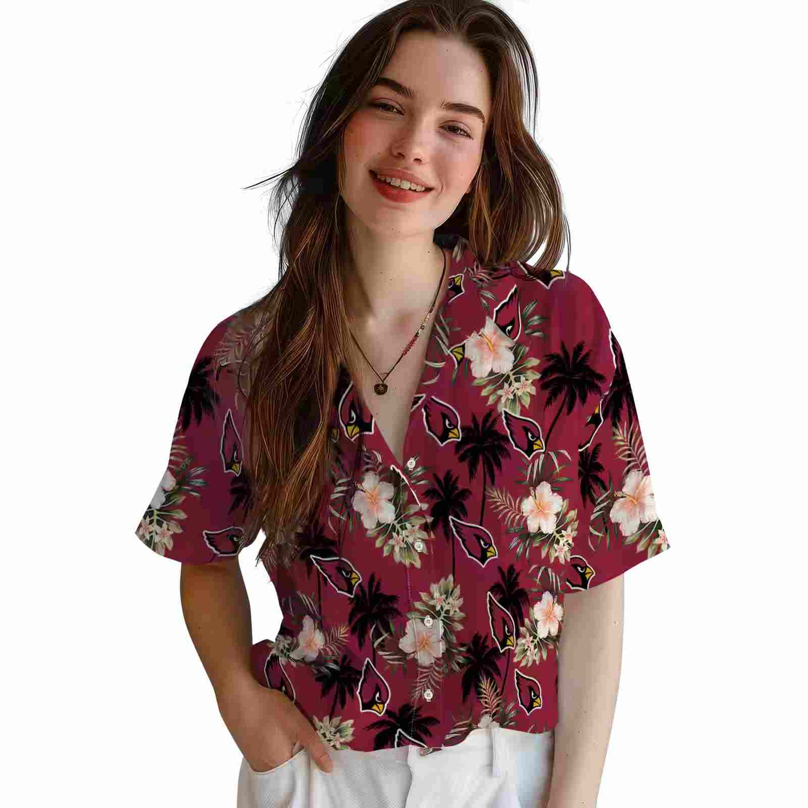 arizona cardinals palm tree flower red hawaiian shirt latest model