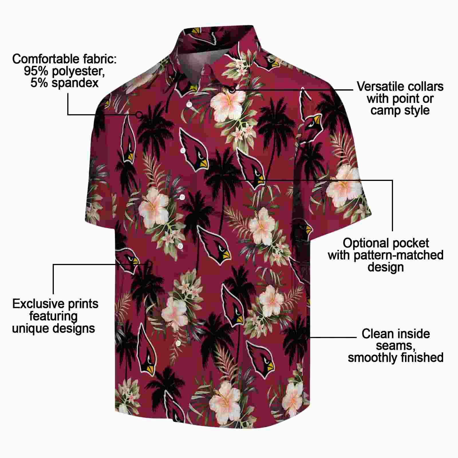 arizona cardinals palm tree flower red hawaiian shirt new arrival