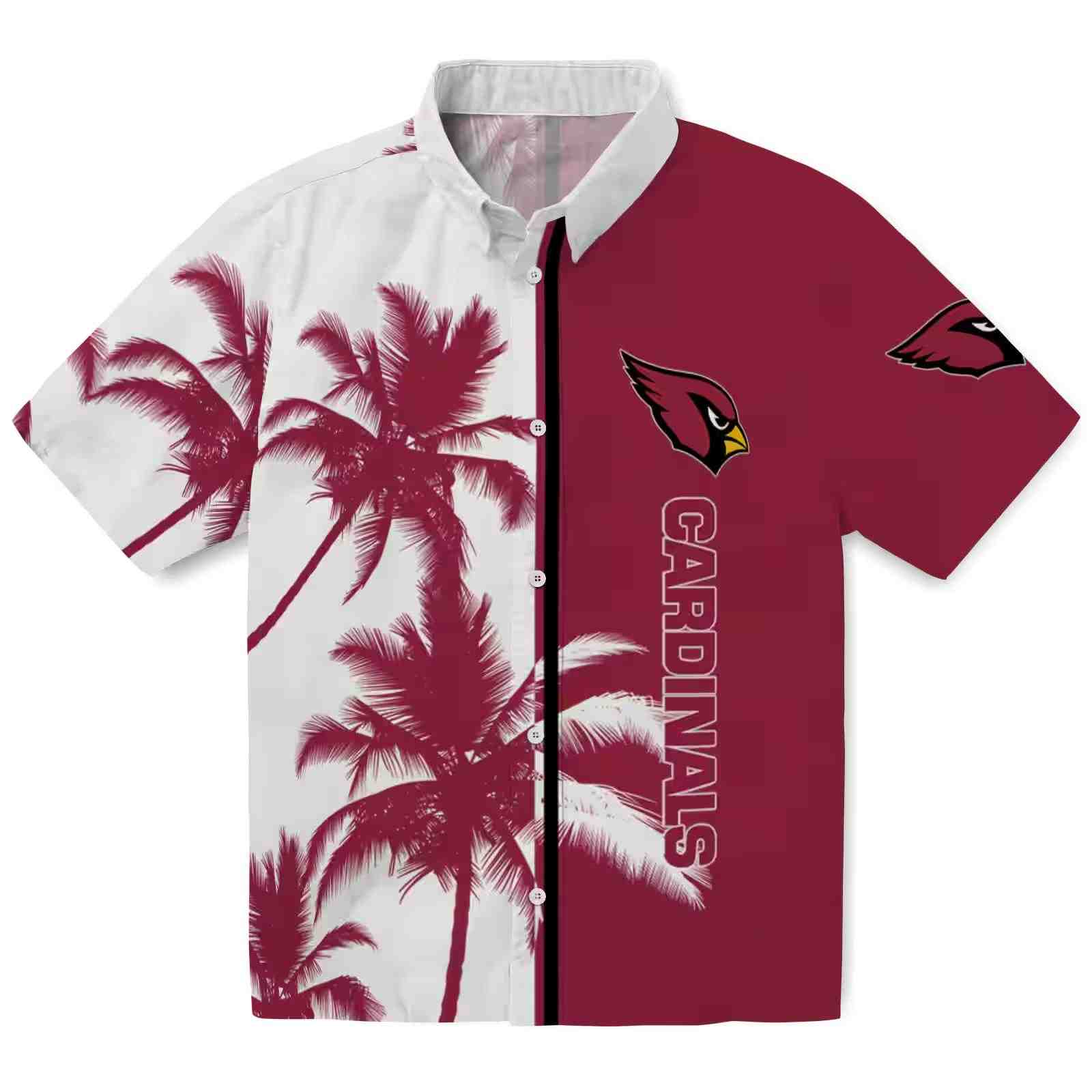 Arizona Cardinals Palm Trees Red White Hawaiian Shirt