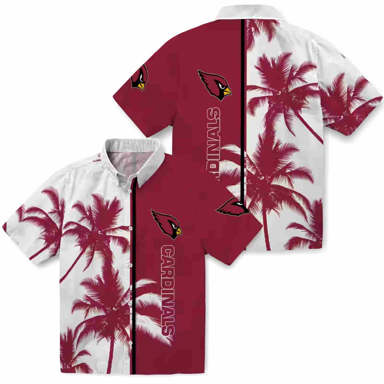 arizona cardinals palm trees red white hawaiian shirt high quality