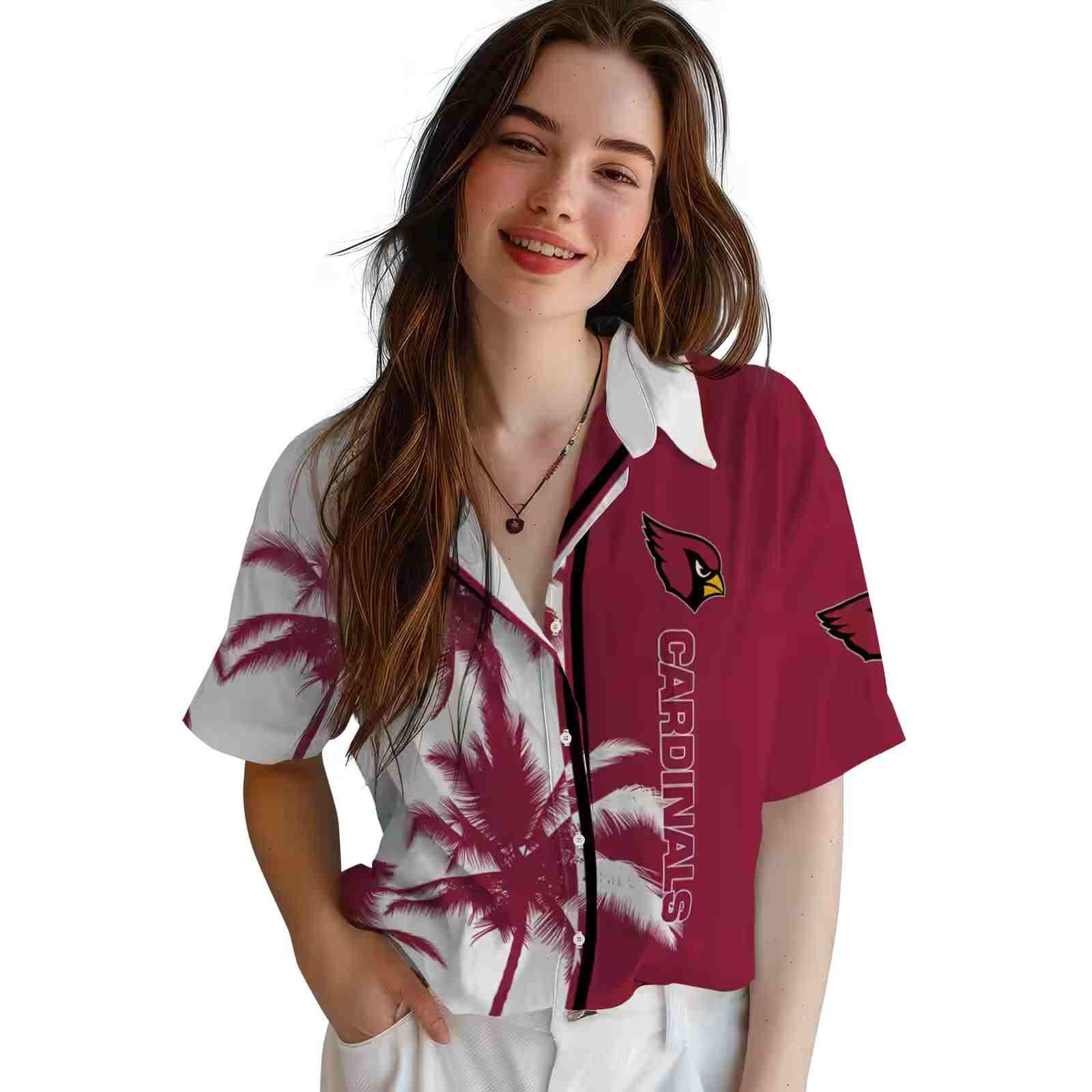 arizona cardinals palm trees red white hawaiian shirt latest model