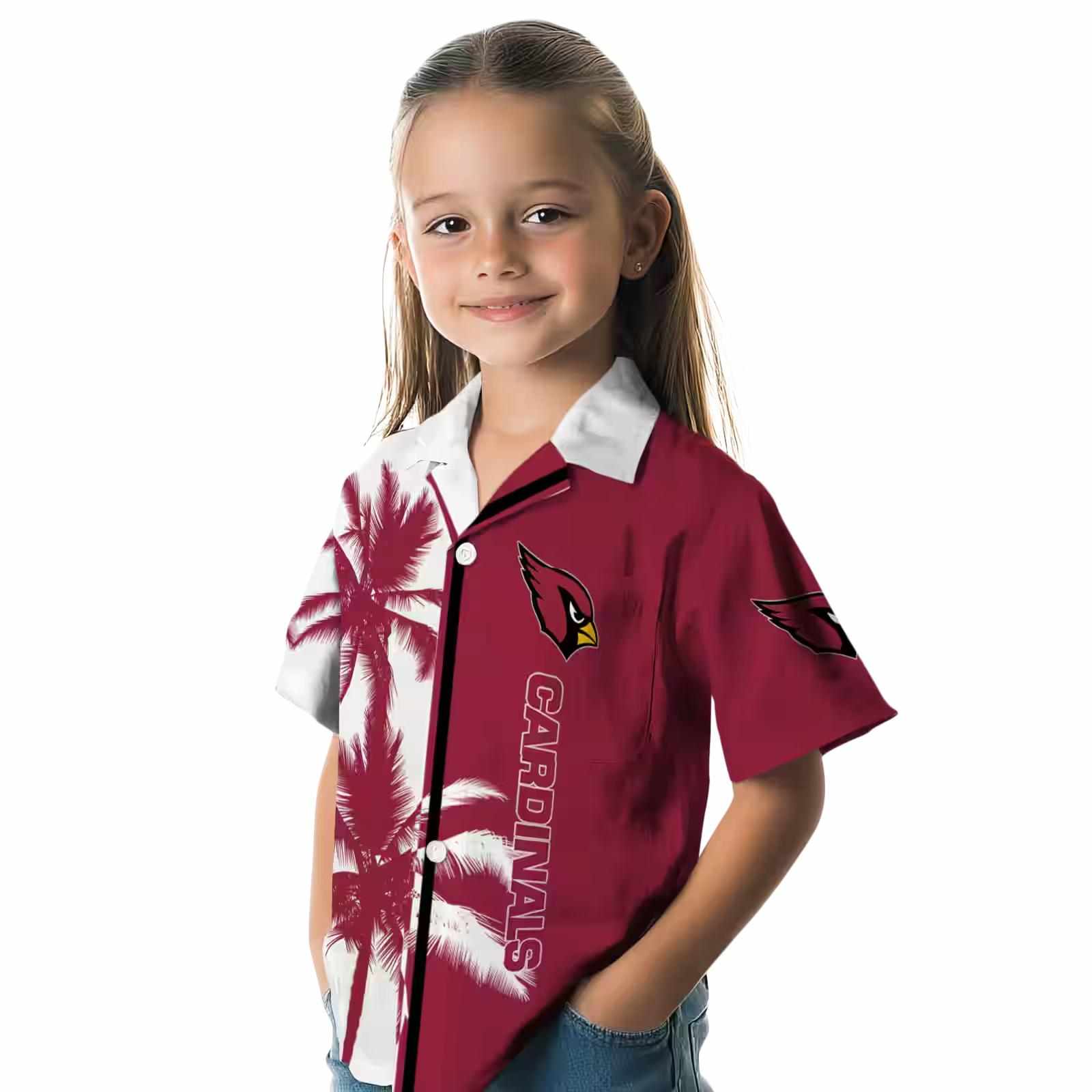 arizona cardinals palm trees red white hawaiian shirt premium grade