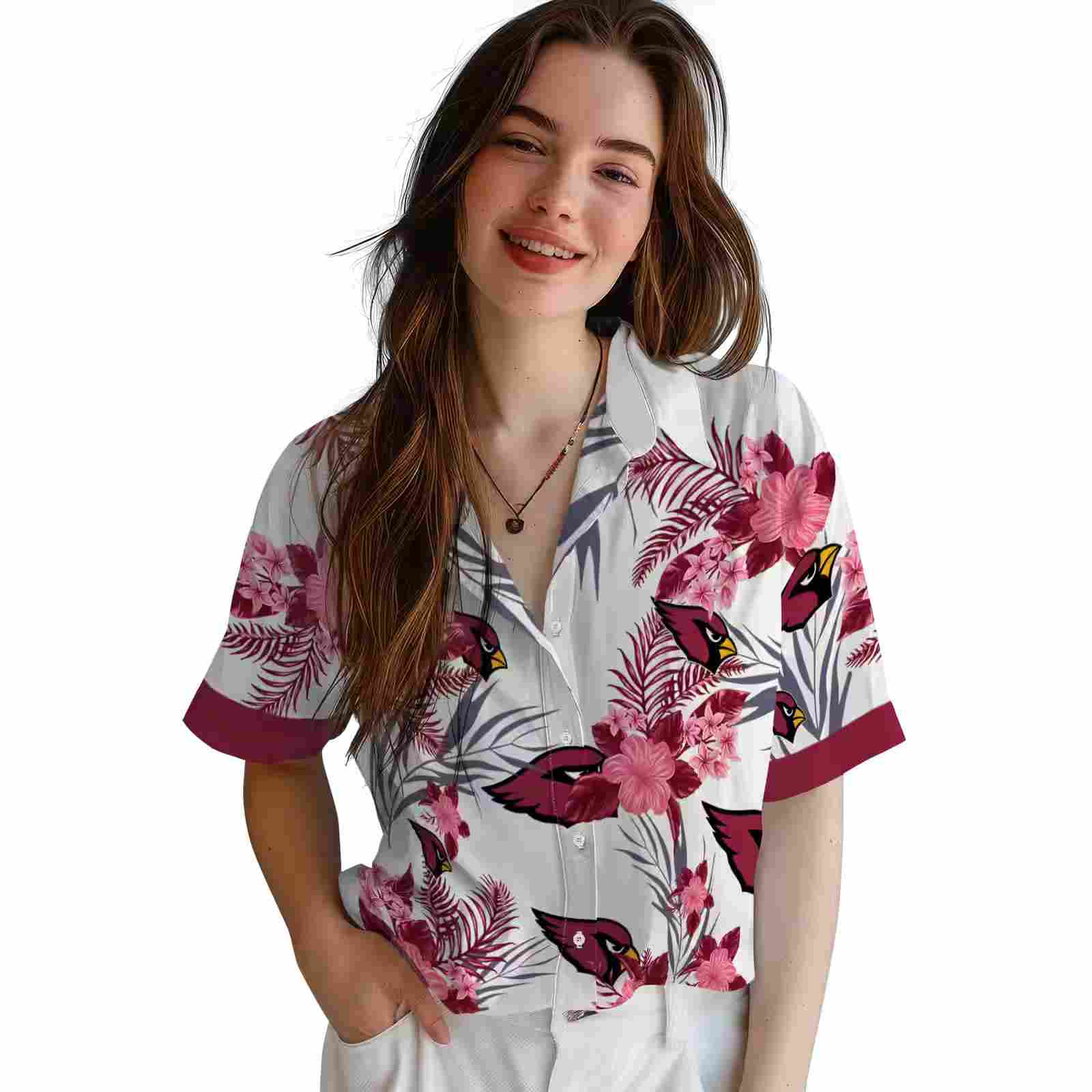 arizona cardinals patriotic hibiscus design red white hawaiian shirt latest model