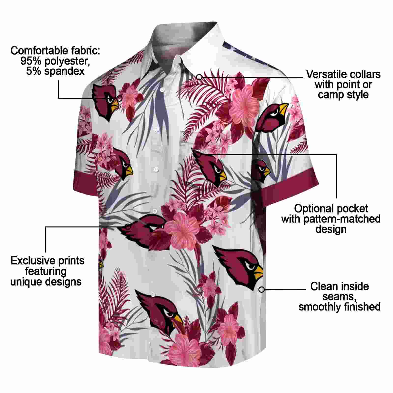 arizona cardinals patriotic hibiscus design red white hawaiian shirt new arrival