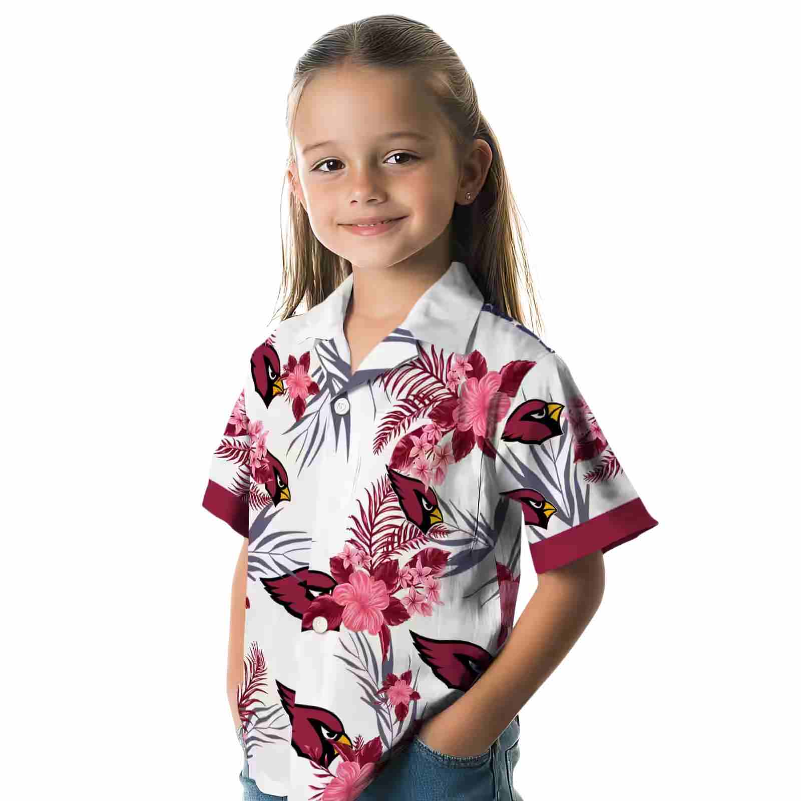 arizona cardinals patriotic hibiscus design red white hawaiian shirt premium grade