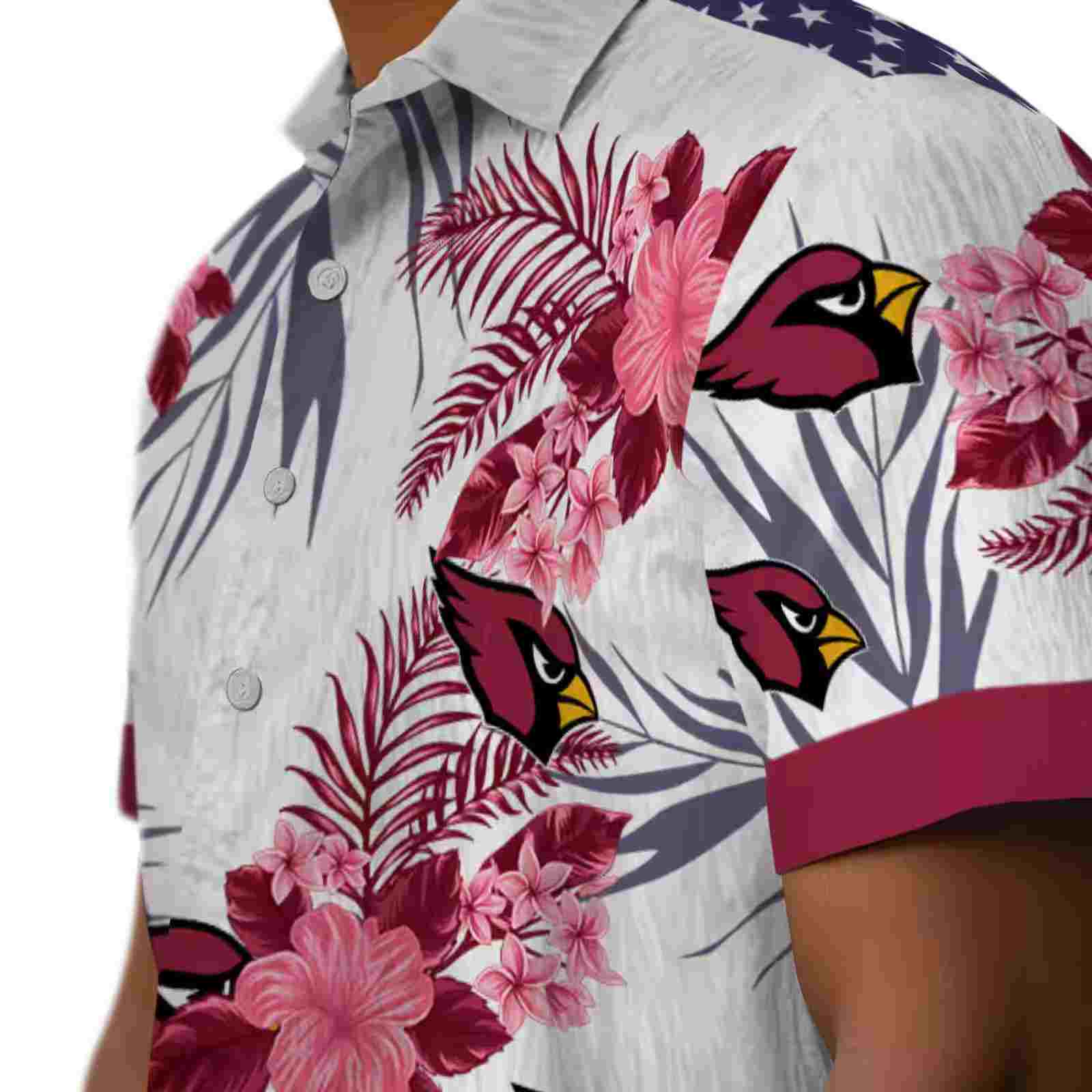 arizona cardinals patriotic hibiscus design red white hawaiian shirt trendy