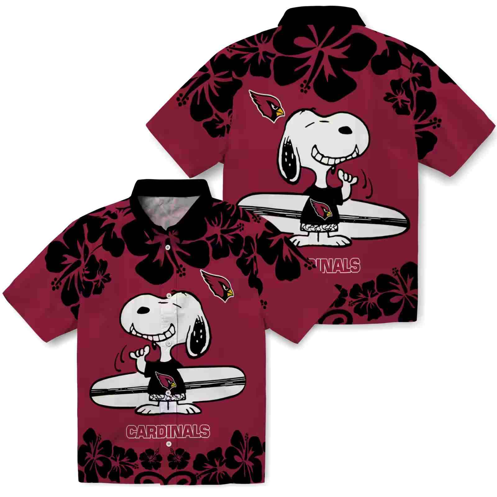 arizona cardinals snoopy surf red white hawaiian shirt high quality