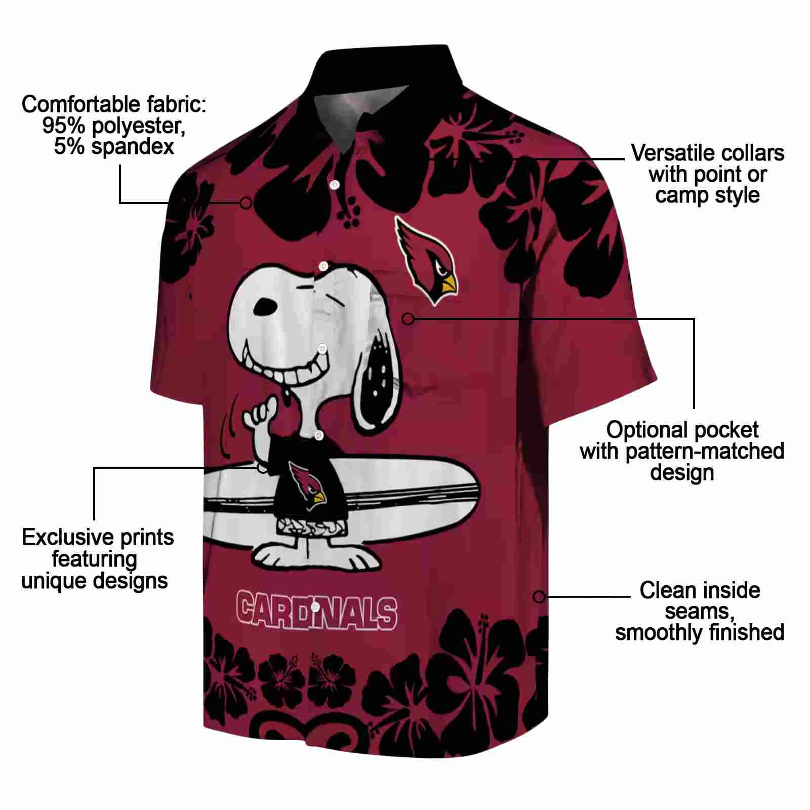 arizona cardinals snoopy surf red white hawaiian shirt new arrival