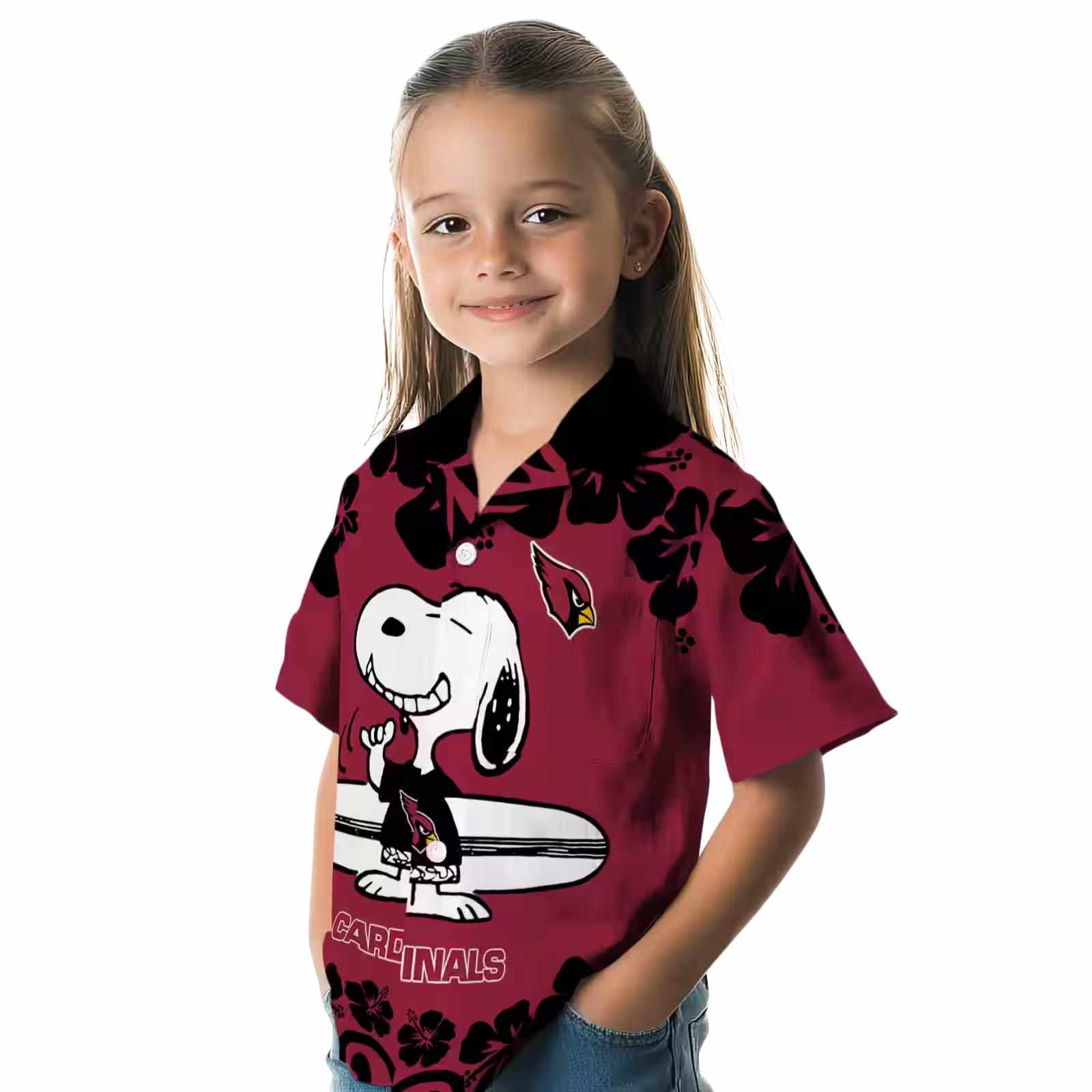 arizona cardinals snoopy surf red white hawaiian shirt premium grade