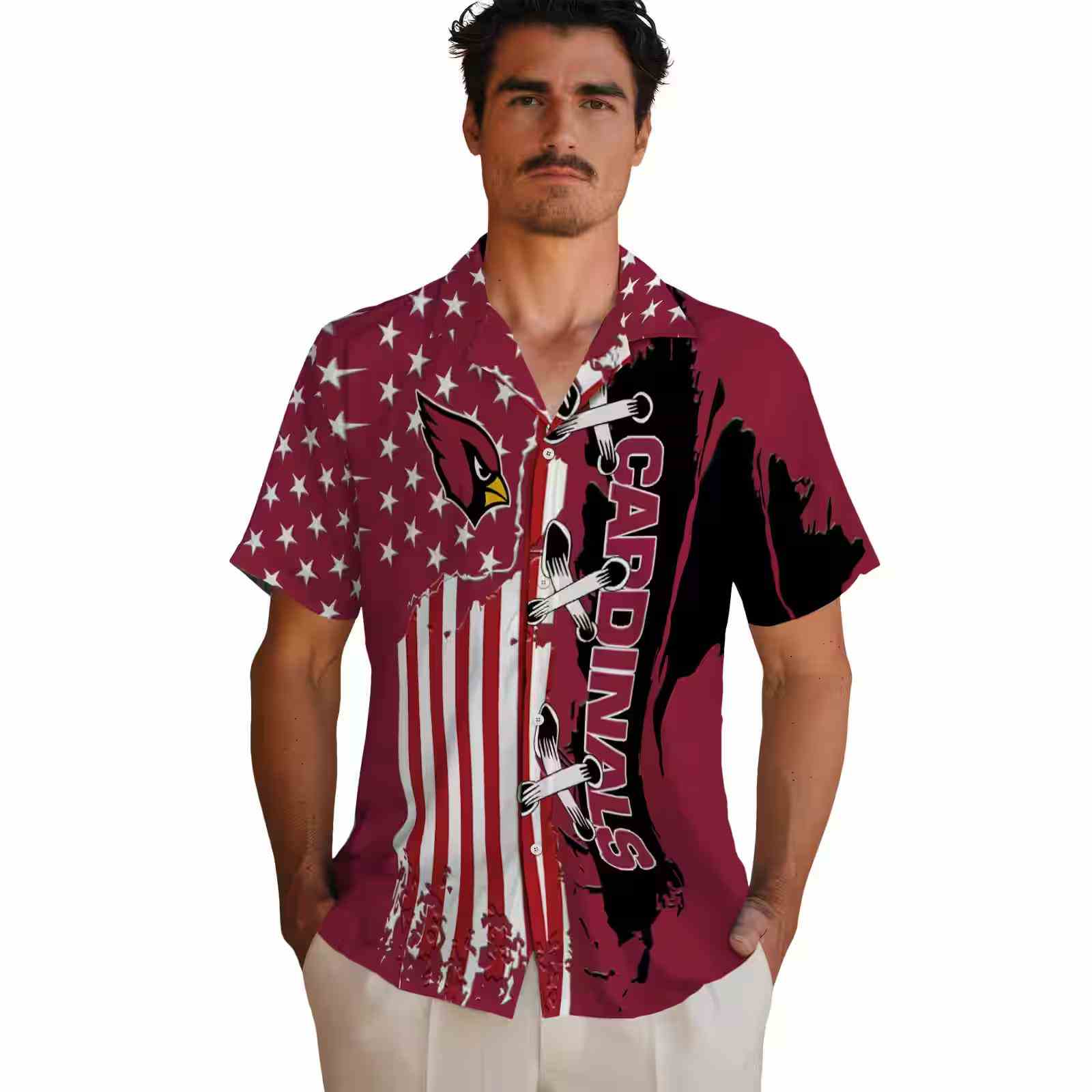 arizona cardinals stitched flag red hawaiian shirt fashion forward