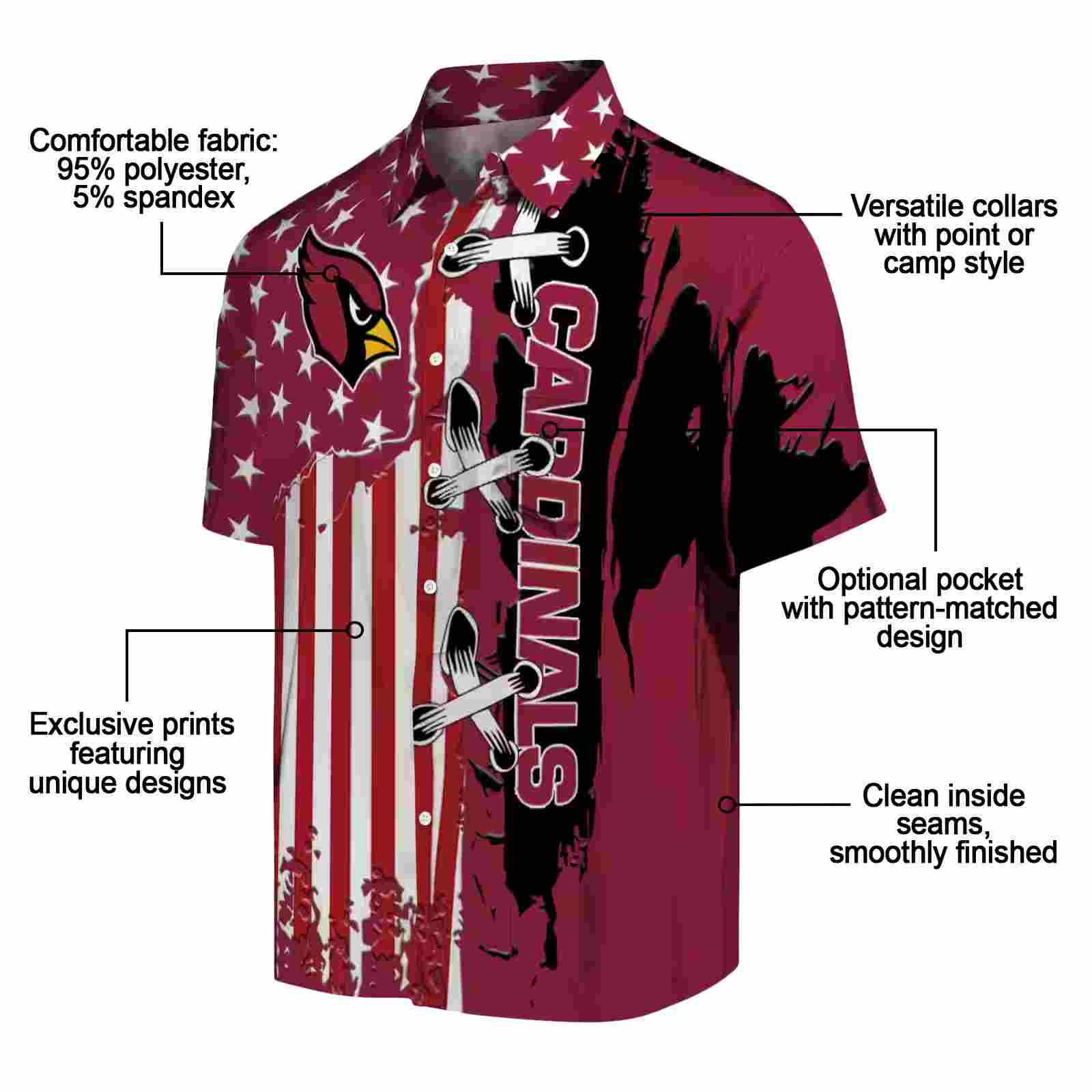 arizona cardinals stitched flag red hawaiian shirt new arrival