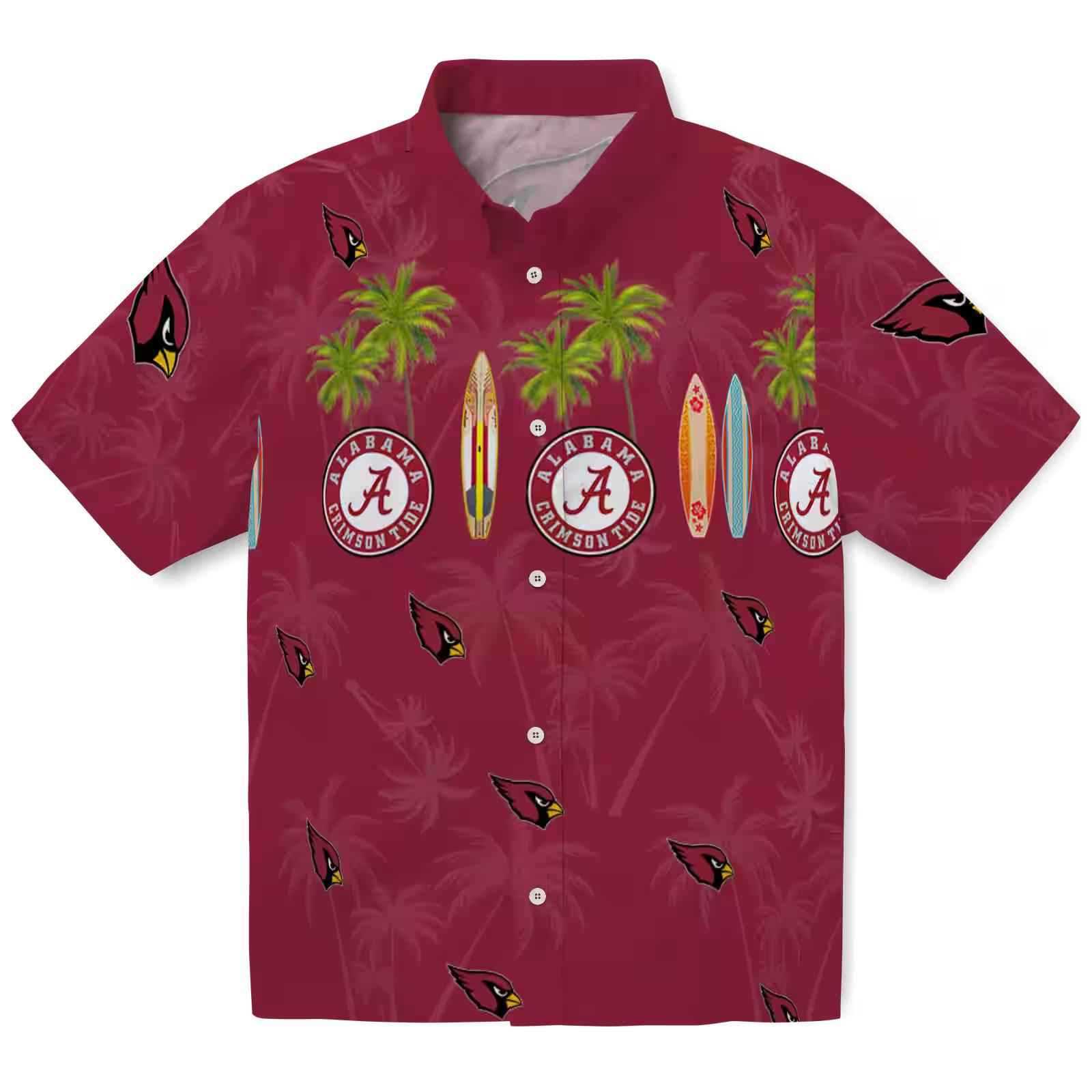 Arizona Cardinals Surfboard Palm Red Hawaiian Shirt