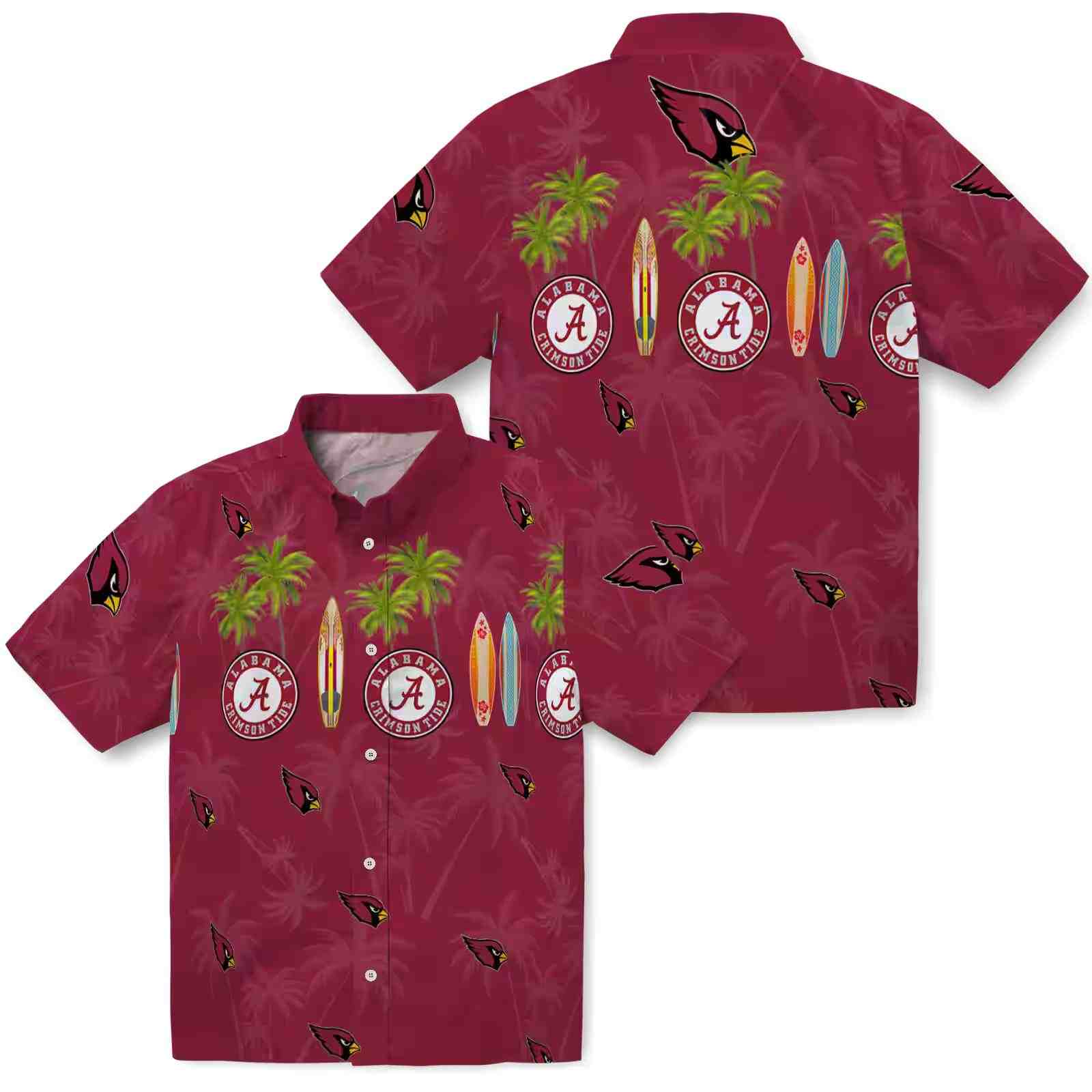 arizona cardinals surfboard palm red hawaiian shirt high quality