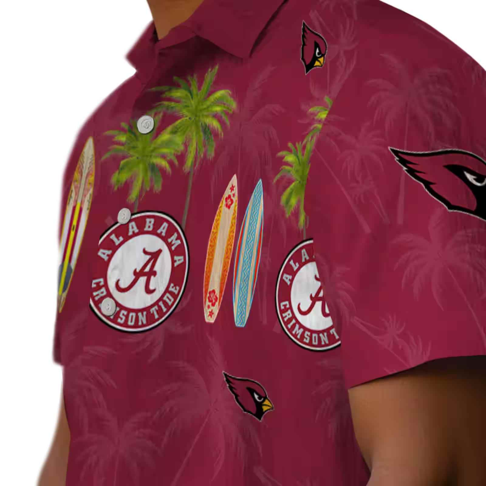 arizona cardinals surfboard palm red hawaiian shirt trendy