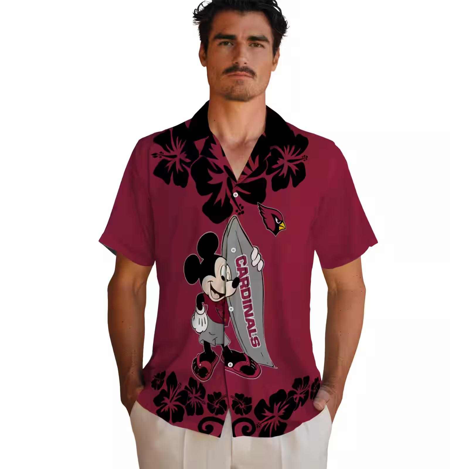 arizona cardinals surfing mickey red hawaiian shirt fashion forward