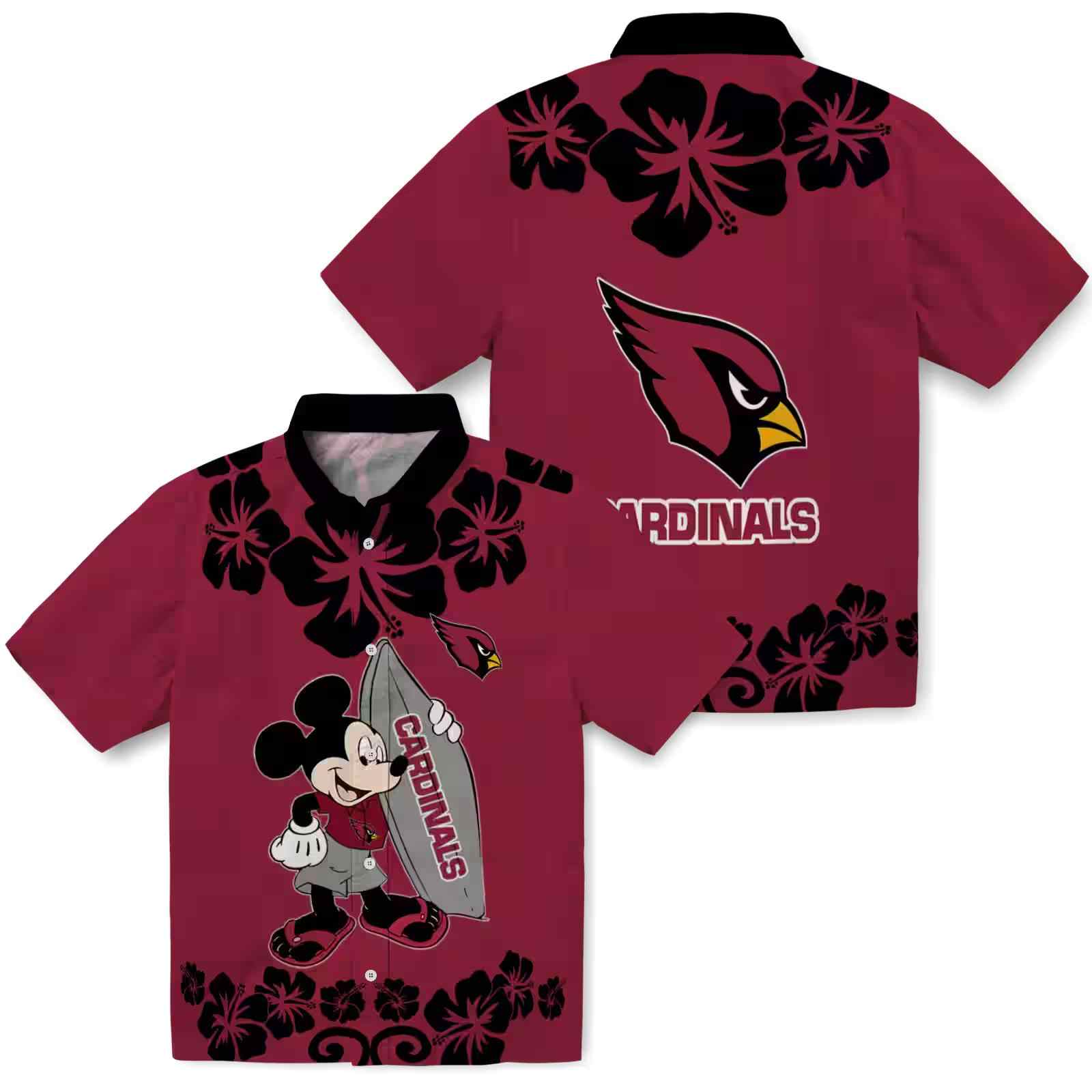 arizona cardinals surfing mickey red hawaiian shirt high quality