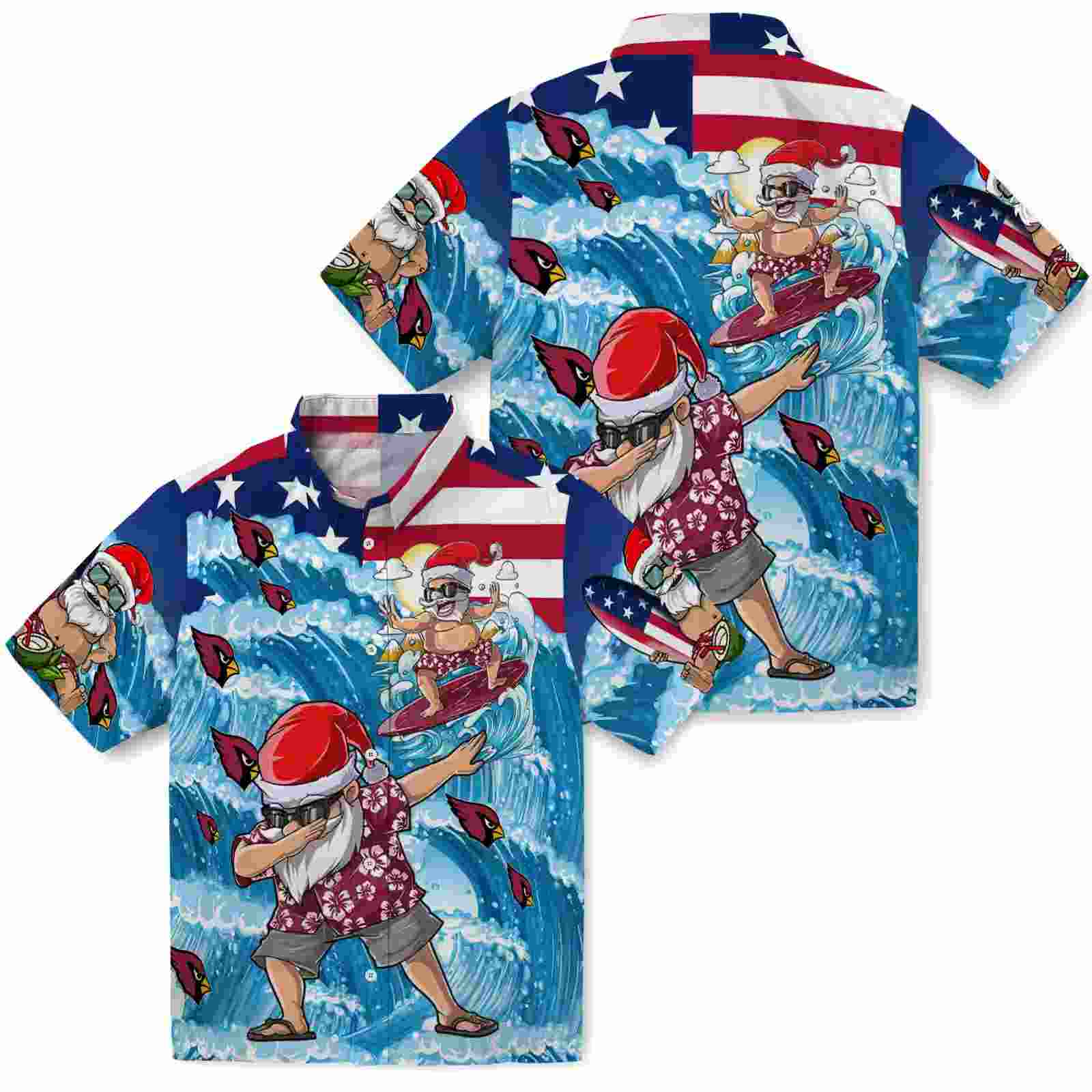 arizona cardinals surfing santa blue hawaiian shirt high quality