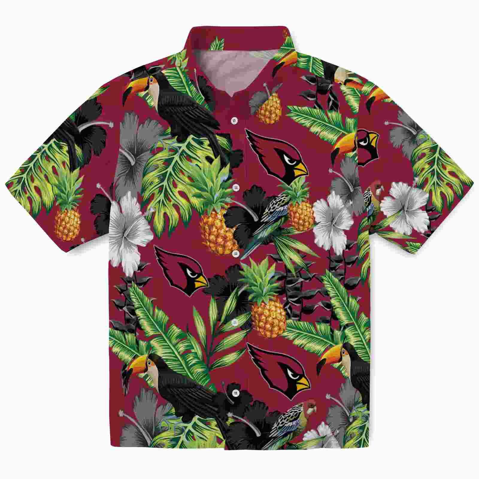 Arizona Cardinals Toucan Hibiscus Pineapple Red Green Hawaiian Shirt