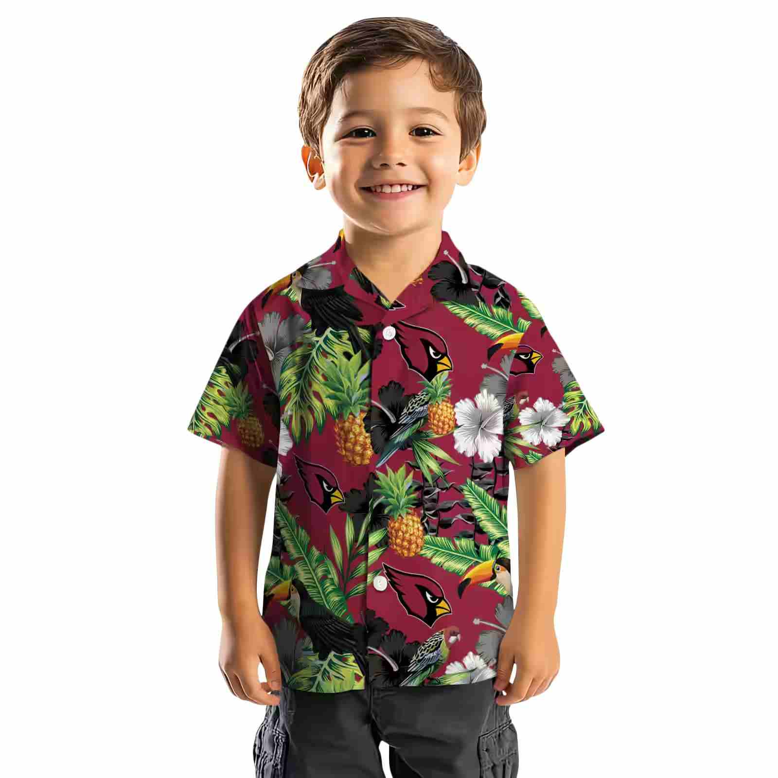 arizona cardinals toucan hibiscus pineapple red green hawaiian shirt top rated