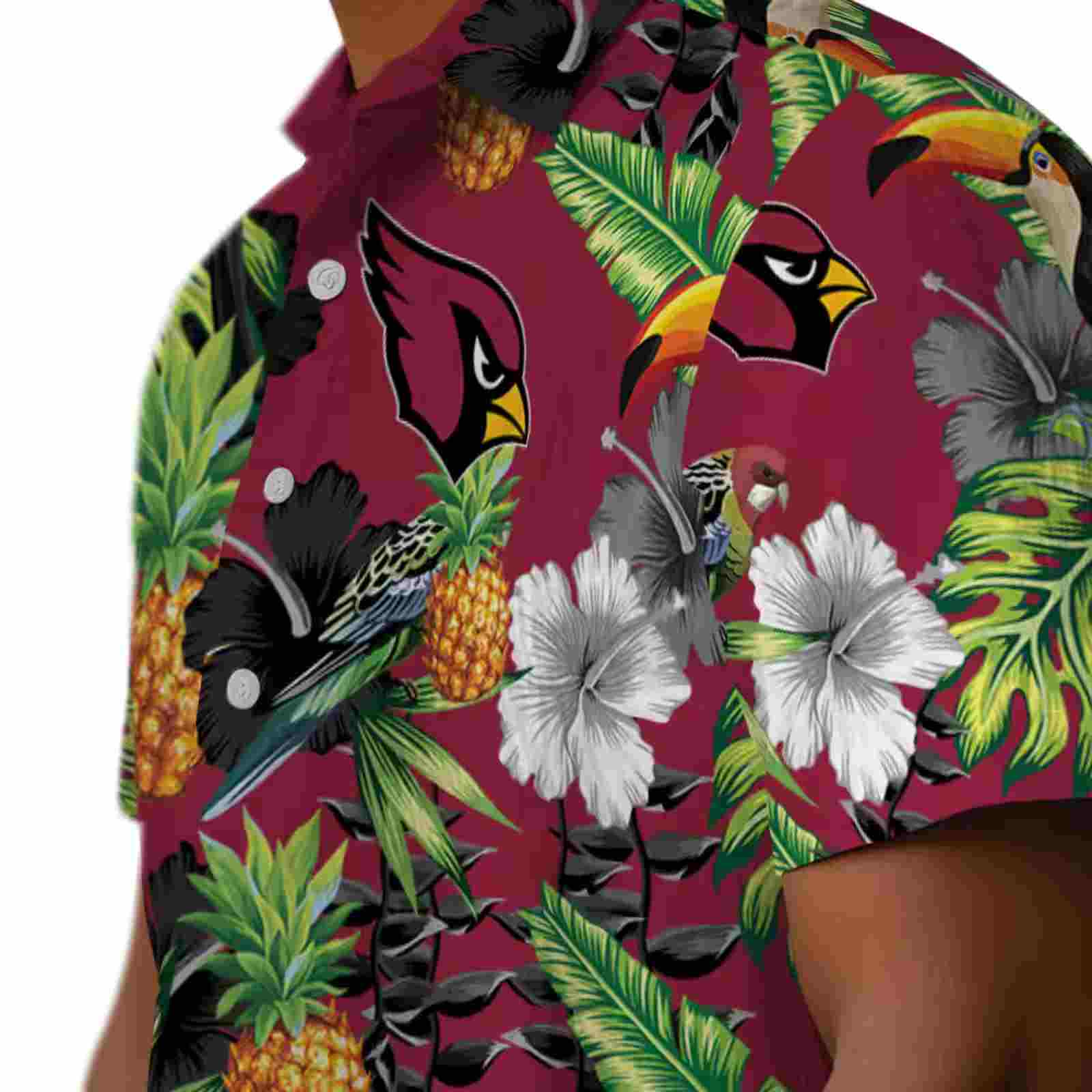 arizona cardinals toucan hibiscus pineapple red green hawaiian shirt trendy