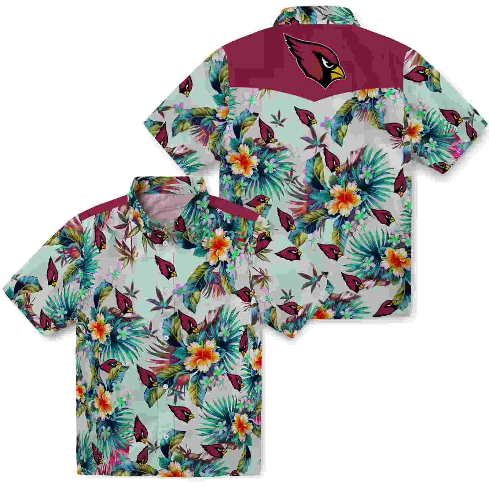 arizona cardinals tropical foliage green hawaiian shirt high quality