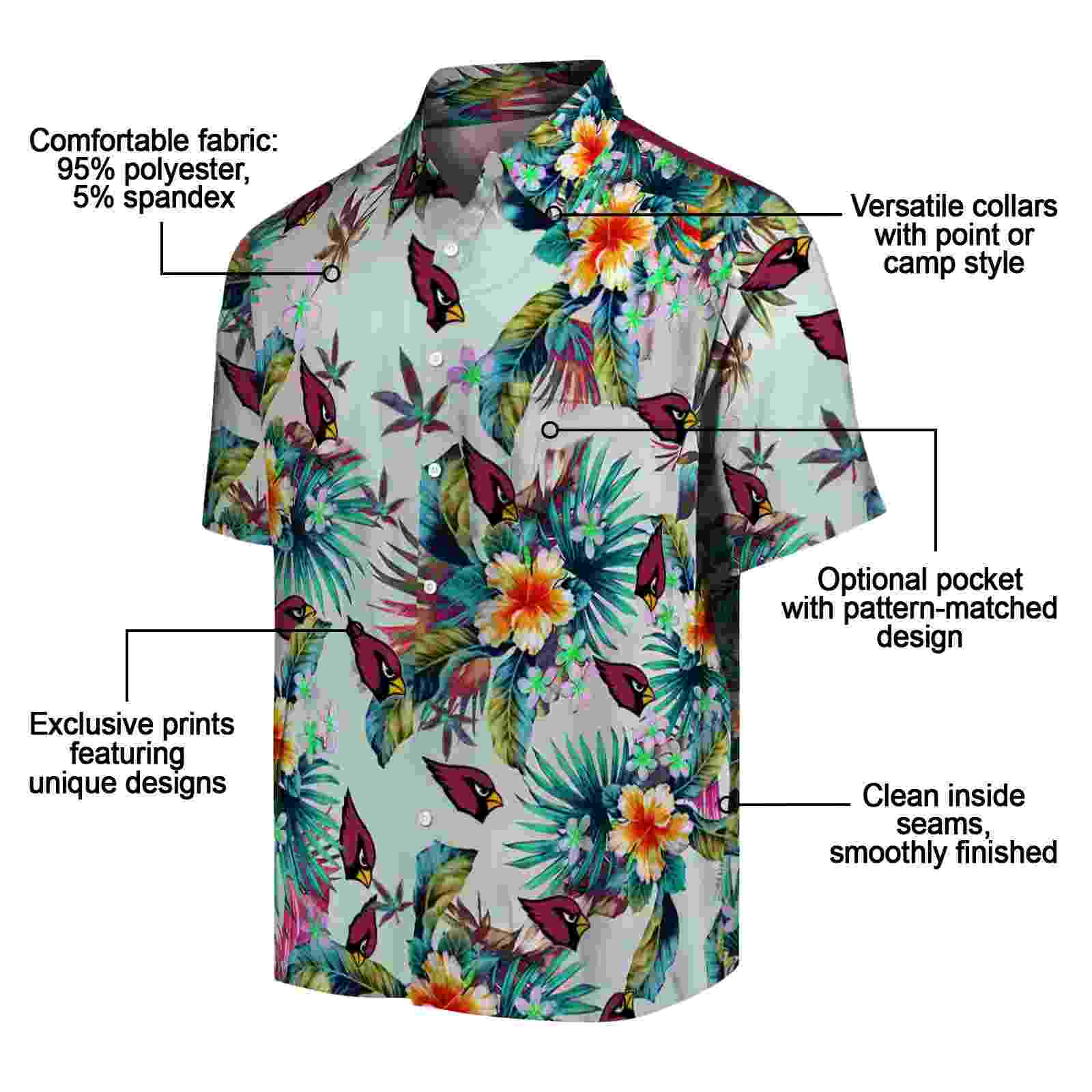 arizona cardinals tropical foliage green hawaiian shirt new arrival